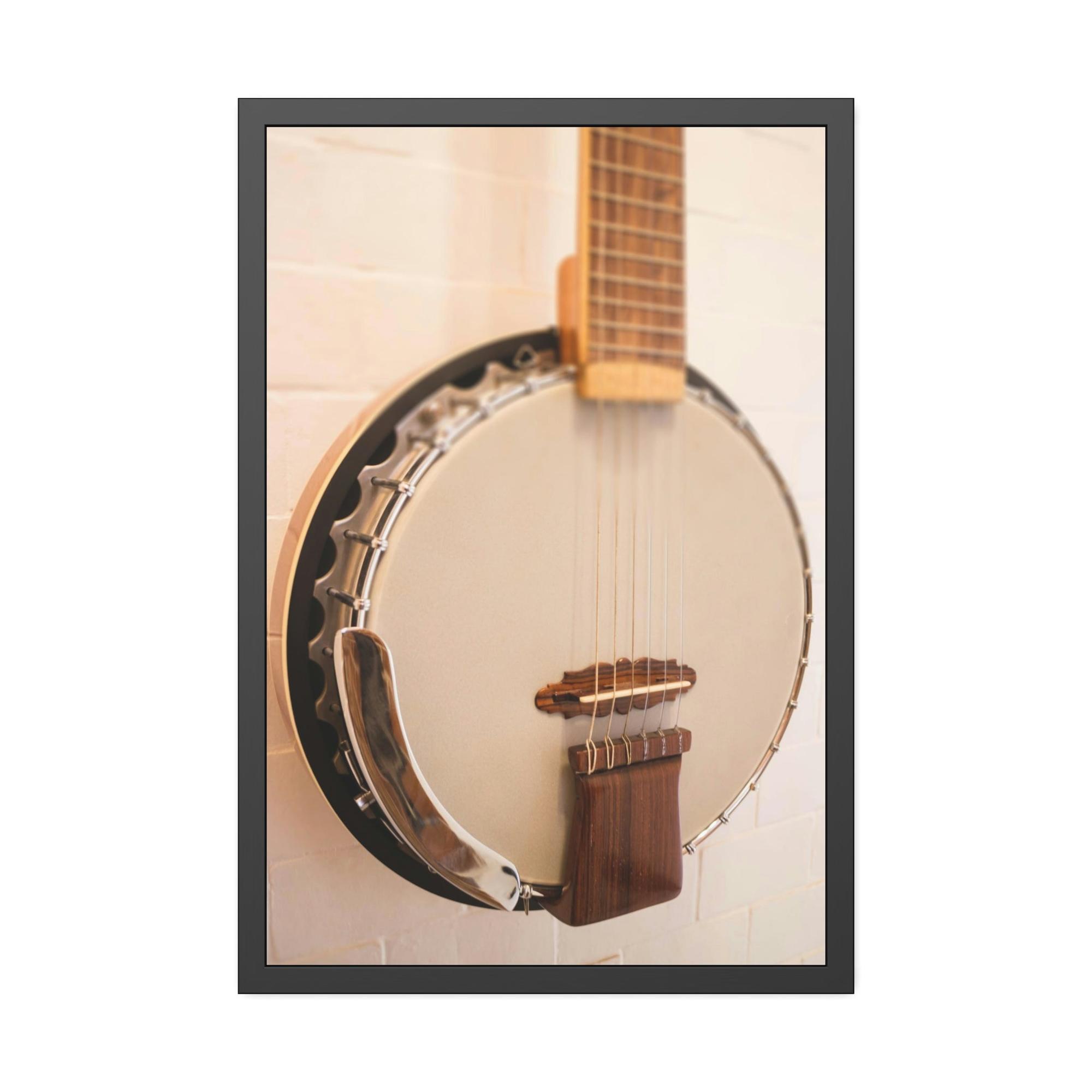 Banjo Melodic Strings: Art Print on Canvas with a Close-Up of a Banjo