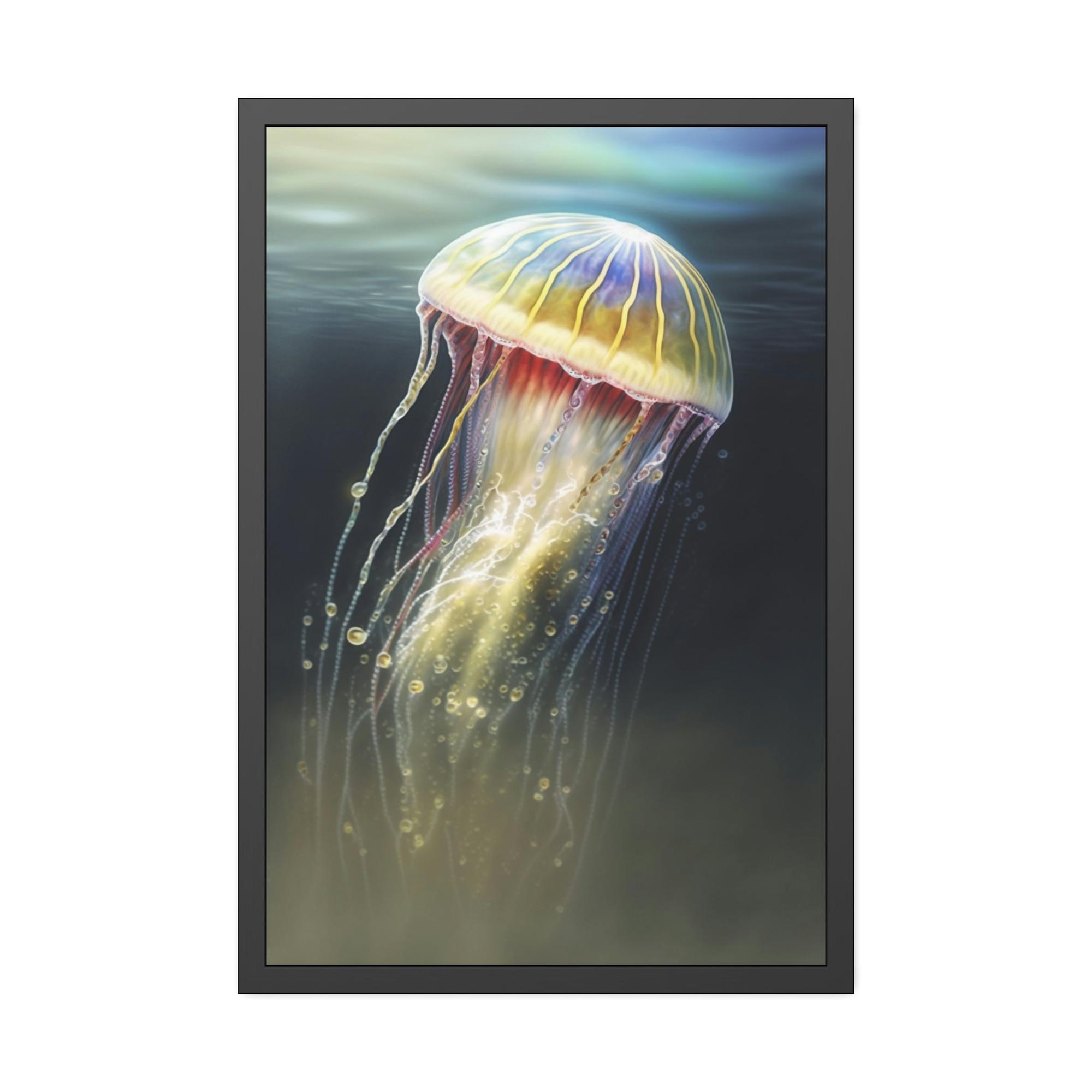 Jellyfishs Marine Artistry: Artistic Print on Canvas Featuring Jellyfishes in Motion