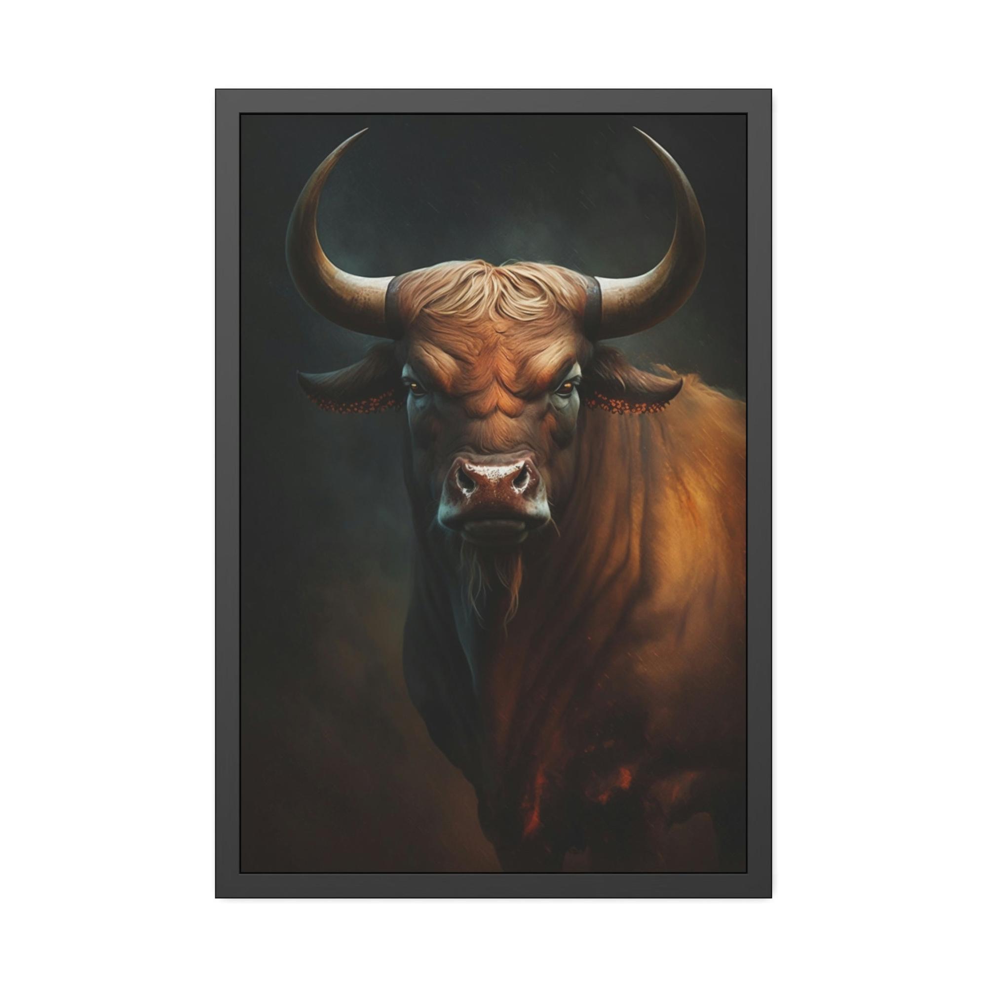 undefined Portrait of a Bull: Natural Canvas & Poster Print of Majestic Animal