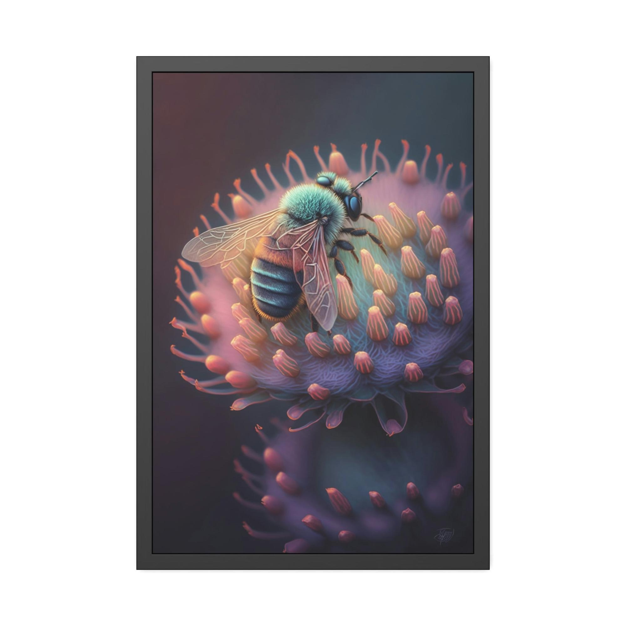 Bees A Busy Bee's Day: Canvas & Poster Wall Art of a Bee Collecting Nectar from Sunrise to Sunset