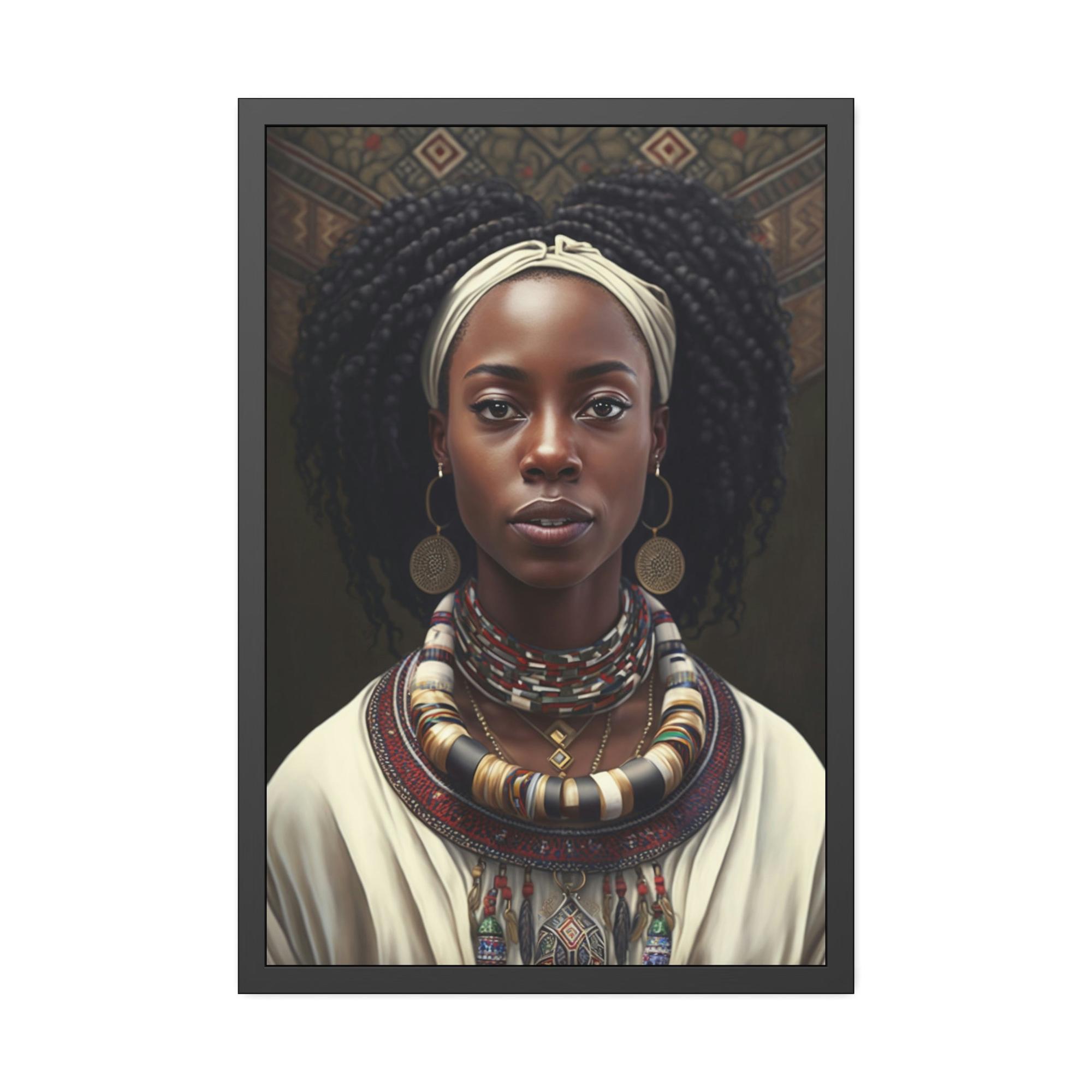 African Vibrant Colors of Africa: Stunning Framed Canvas of a Graceful Lady