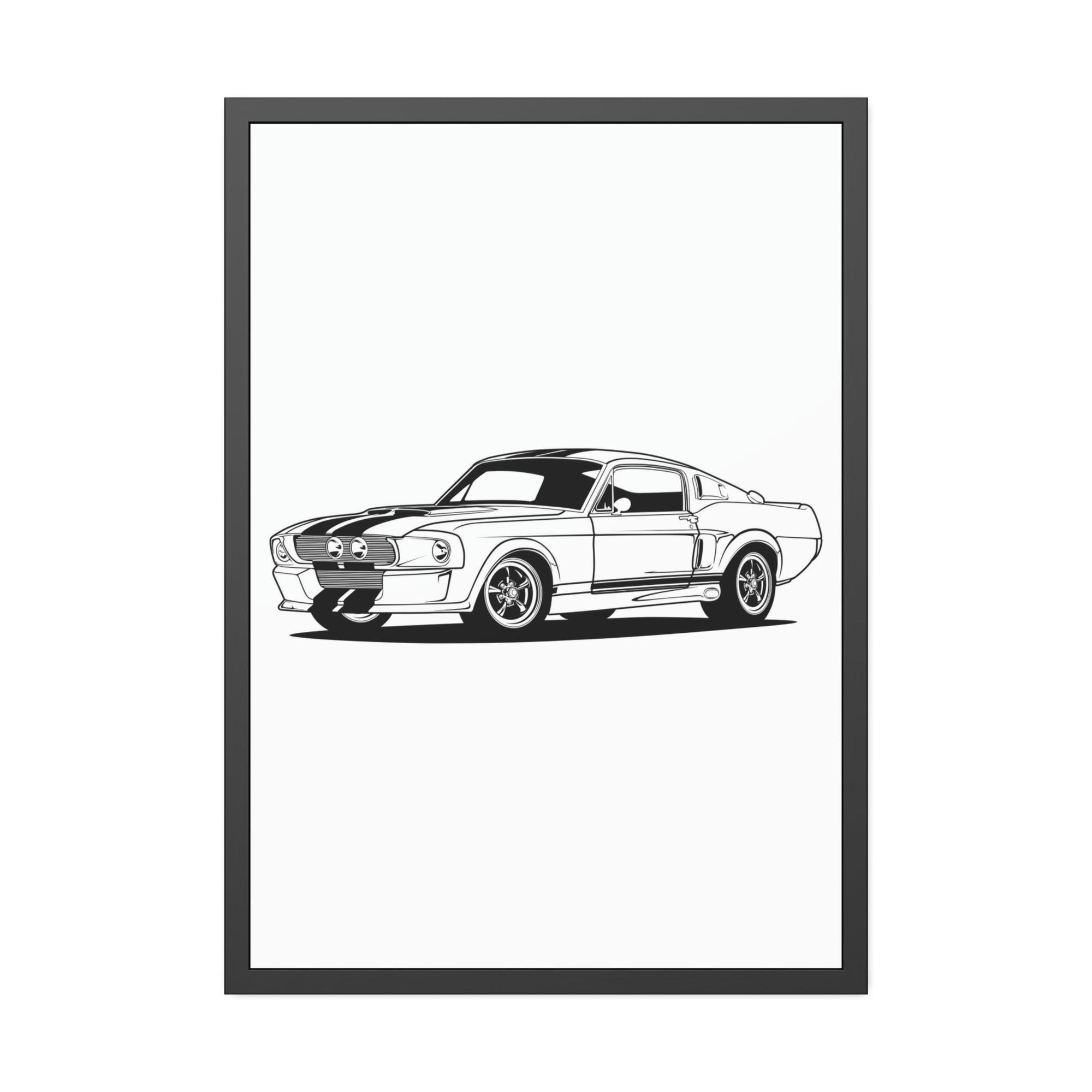 Mustang Thrill of the Ride: Framed Canvas Poster of a Mustang Sports Car for Automotive Art Connoisseurs