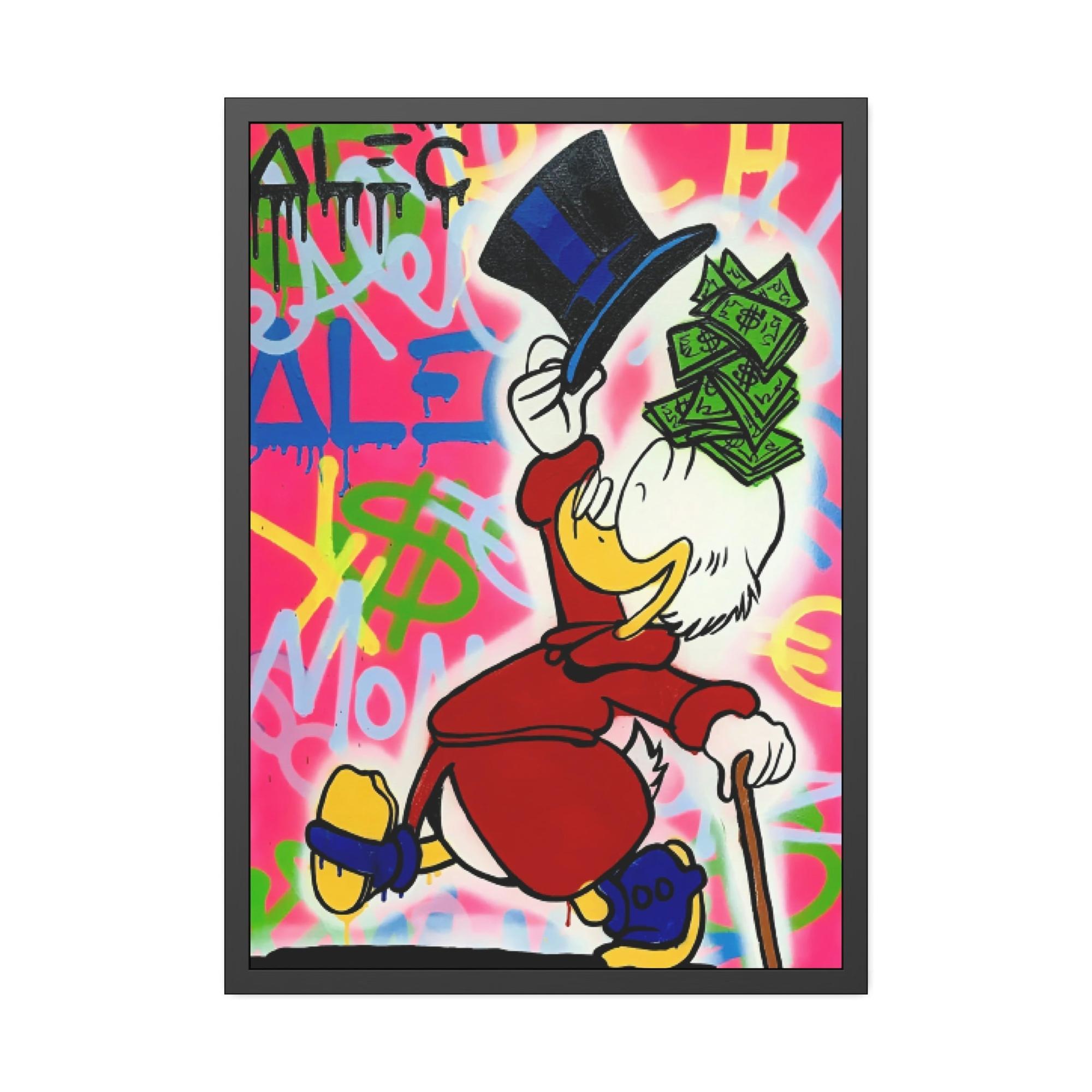 Monopoly & Motivation Street Art Duck: Alec Monopoly Inspired Canvas and Poster Print of Disney's Beloved Character