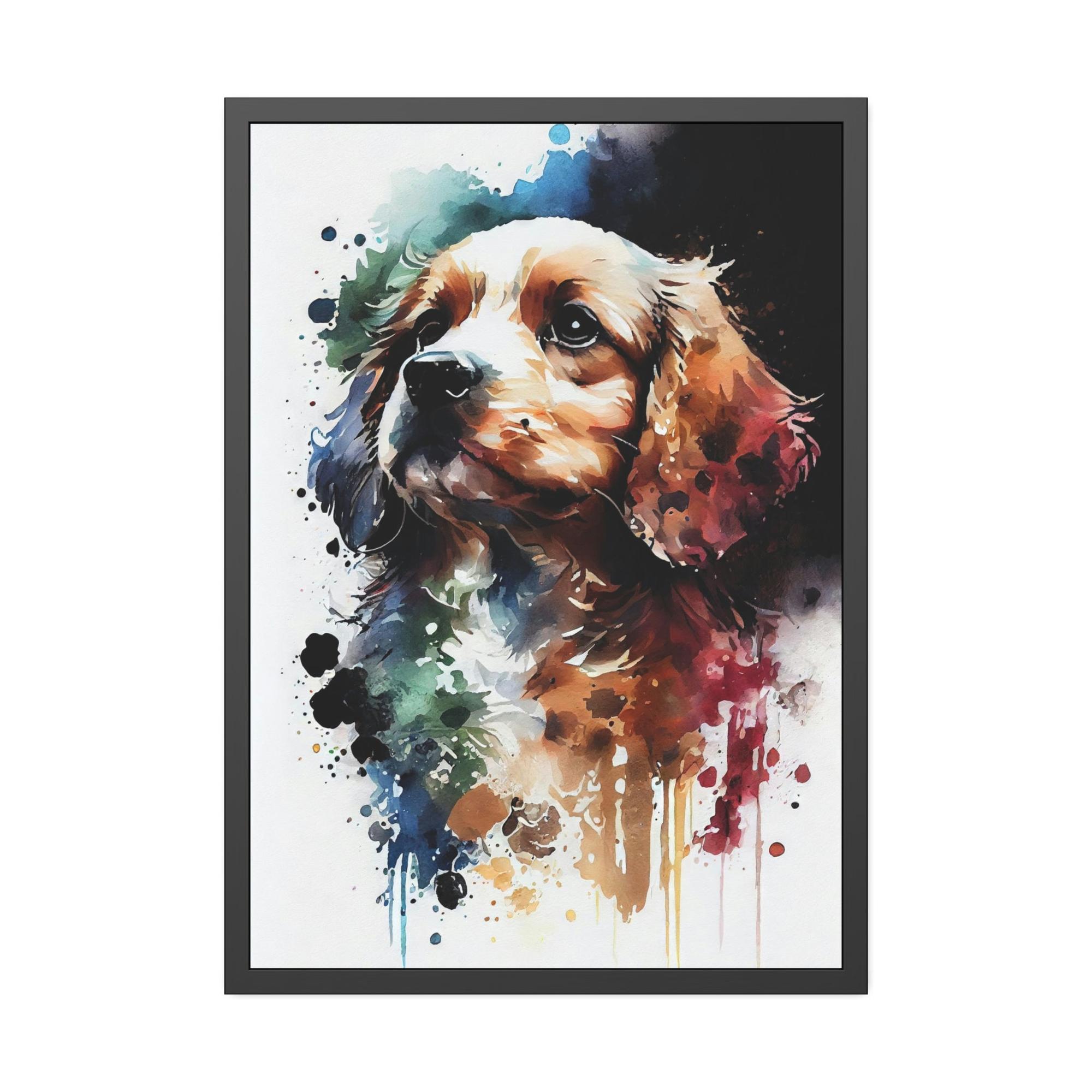 Dogs Framed Furry Friend: Print on Canvas of an Adorable Pup