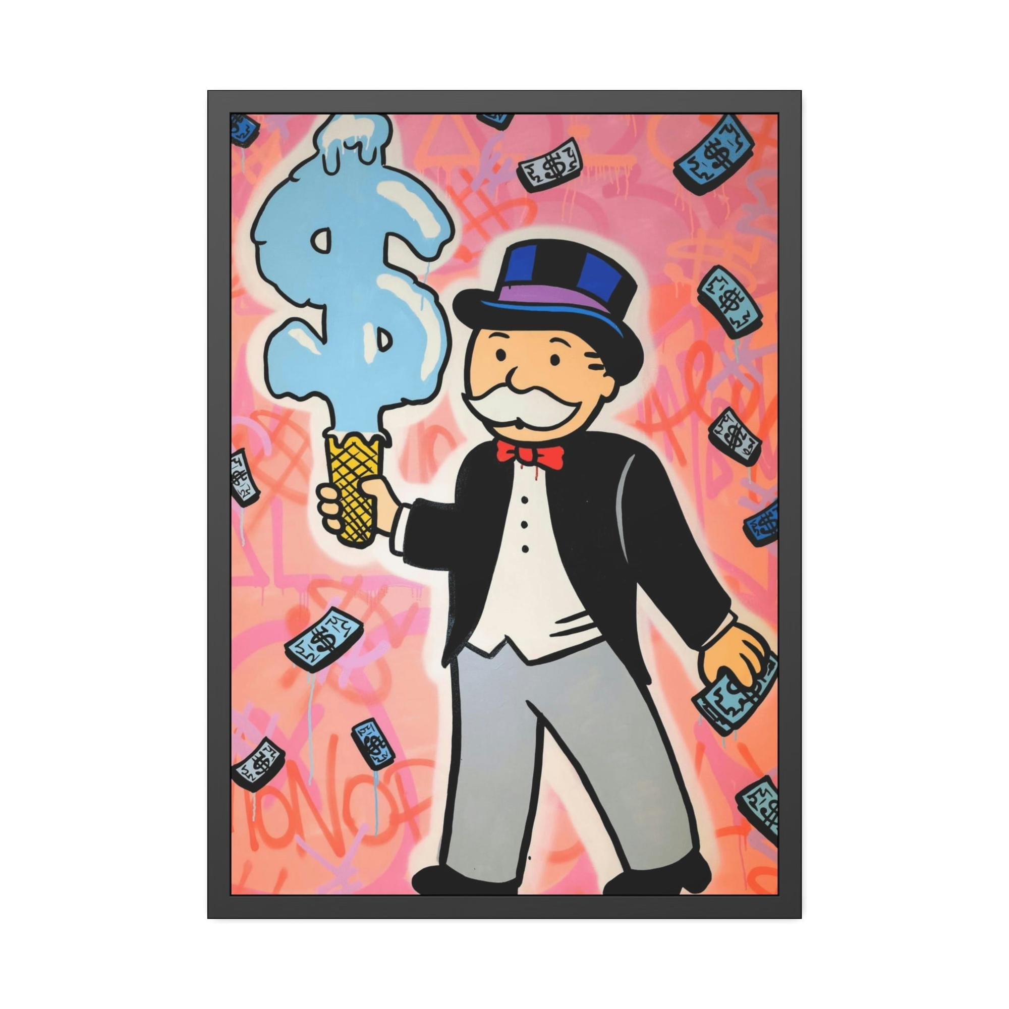 Monopoly & Motivation Money and Art Collide: Framed Canvas and Poster Print of Alec Monopoly's Iconic Work
