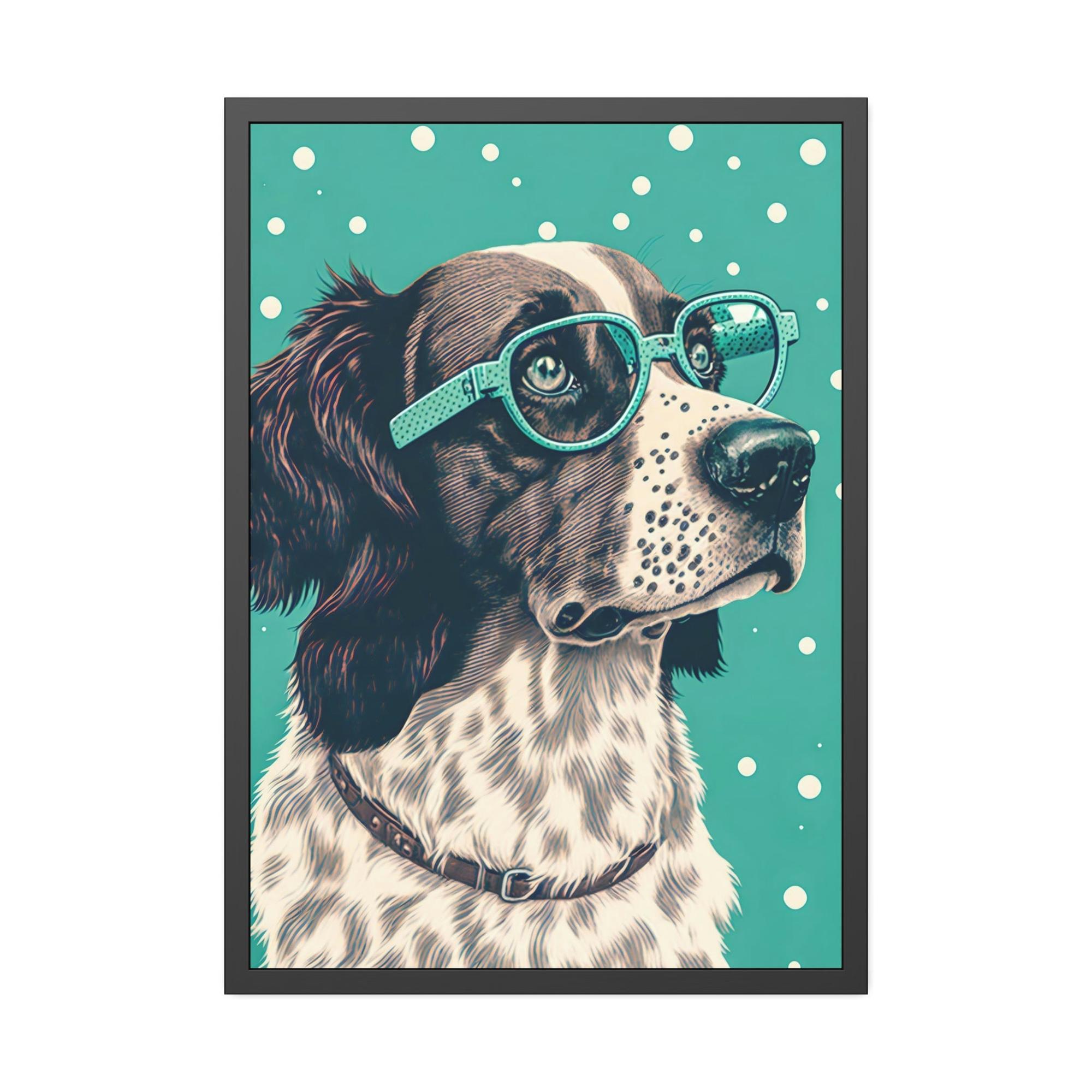 Dogs Playful Pooch: Print on Canvas of a Fun-Loving Dog on Framed Canvas