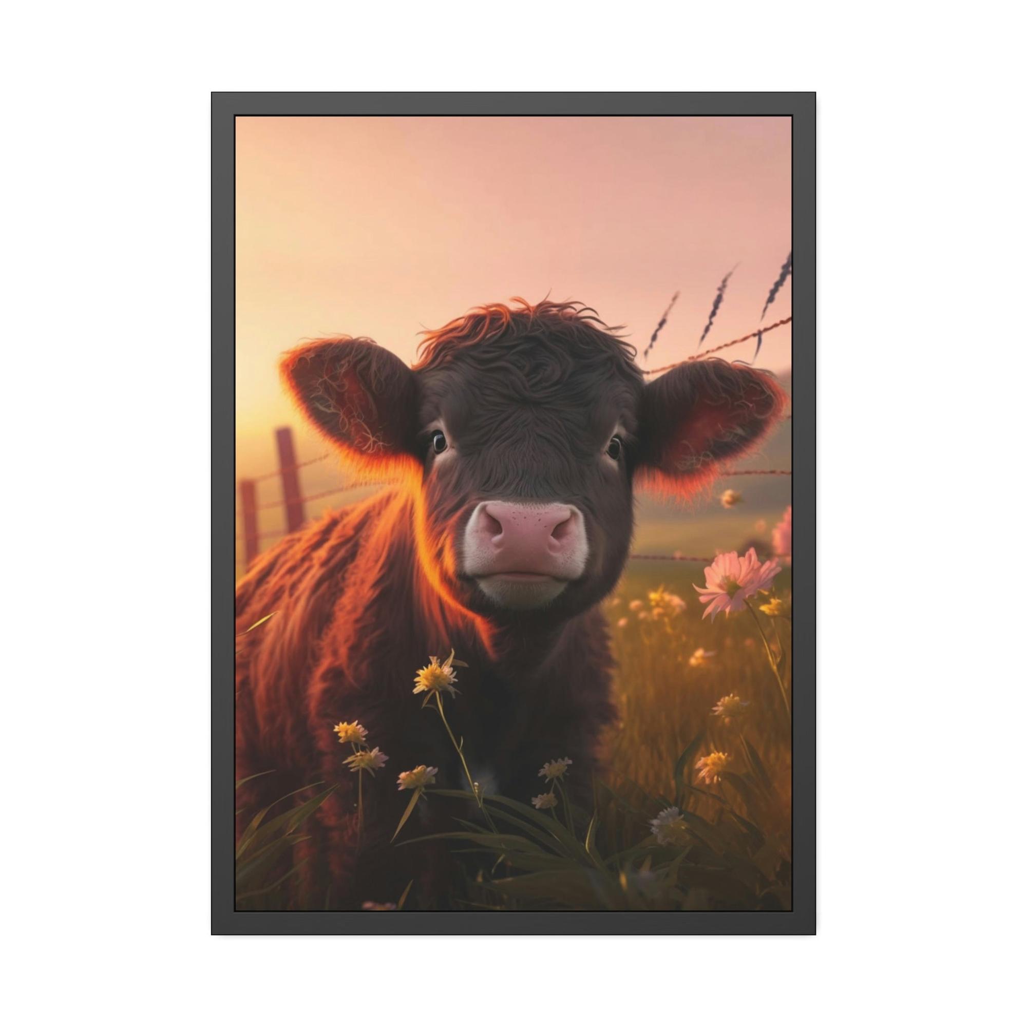 undefined Serene Bovine Beauty: Framed Poster Wall Art Featuring a Stunning Cow Portrait