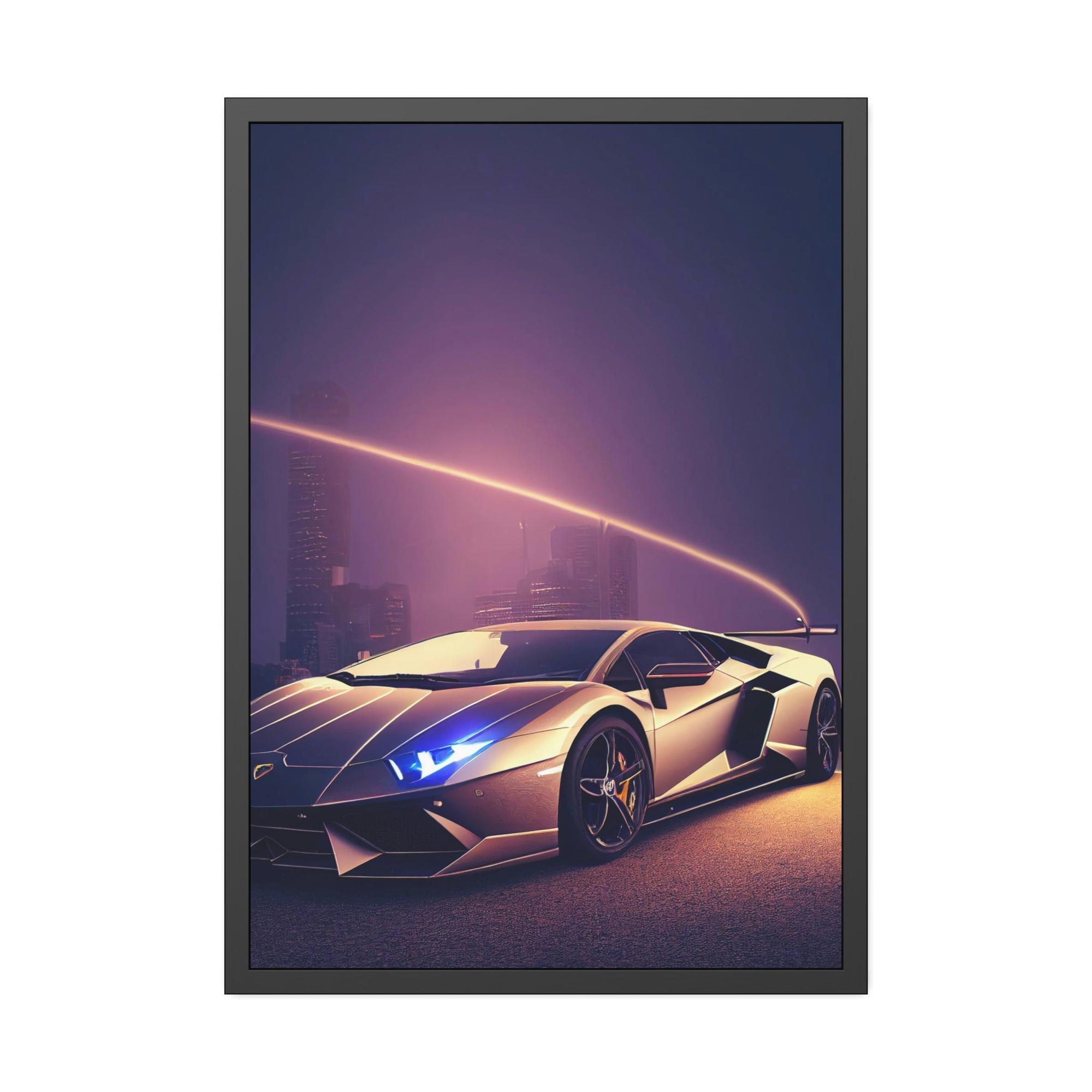 undefined Sleek Supercar Beauty: Framed Canvas & Poster Print of a Lamborghini