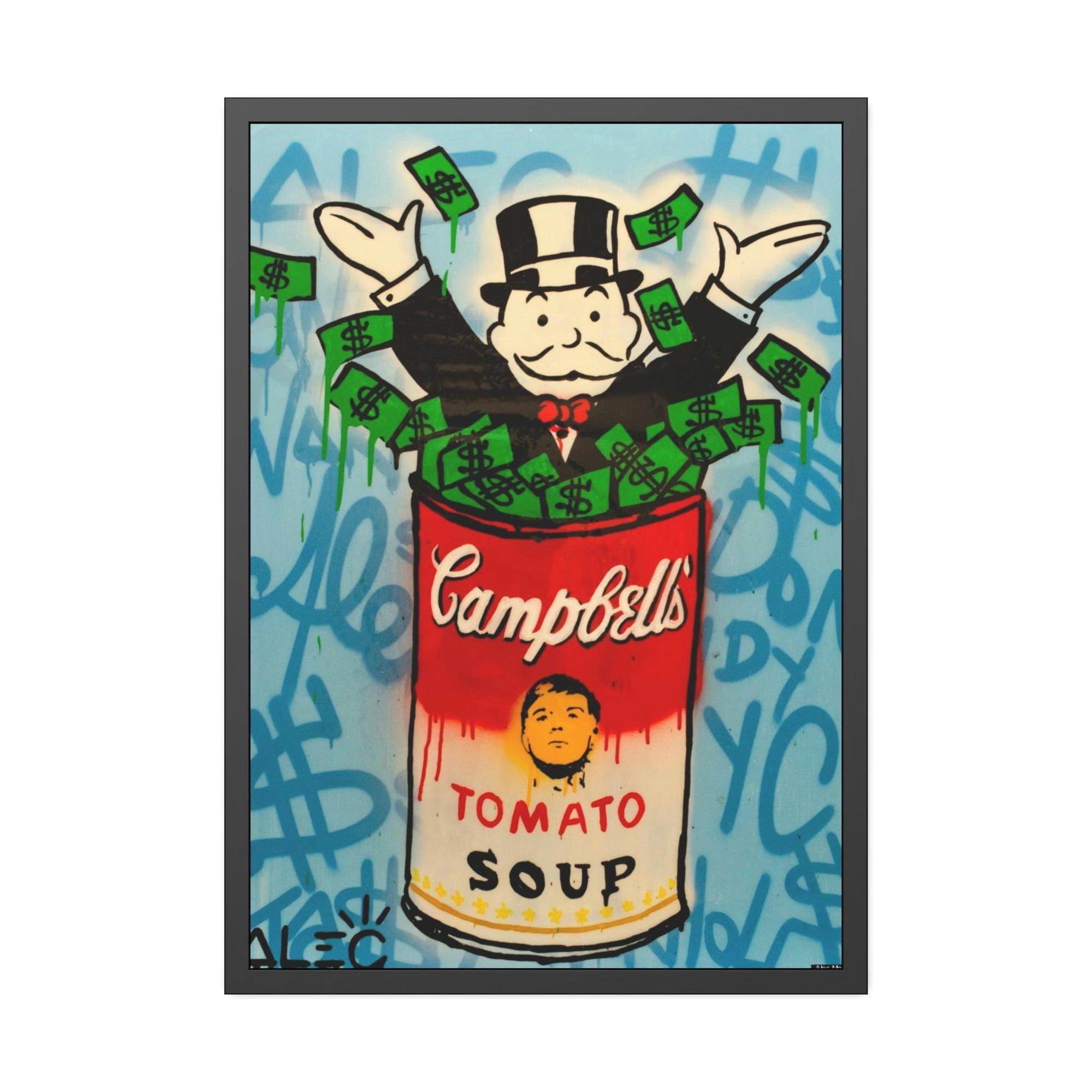 Monopoly & Motivation Money Talks in Alec Monopoly's Canvas Painting: Wall Art and Poster for Finance Enthusiasts