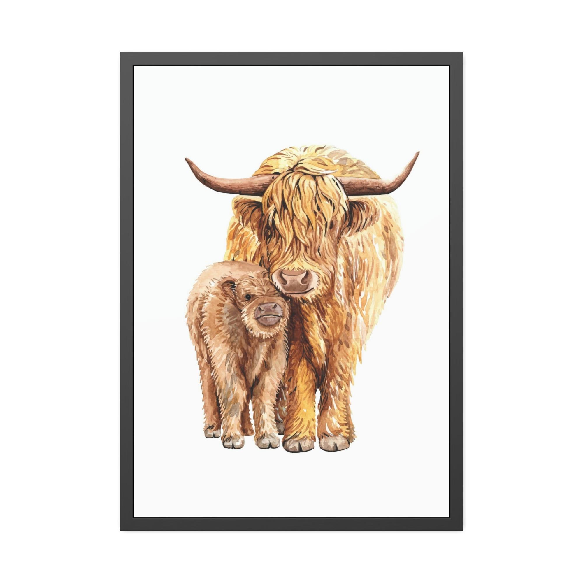 Cows Maternal Love: Heartwarming Wall Art Depicting a Cow Mother and Calf