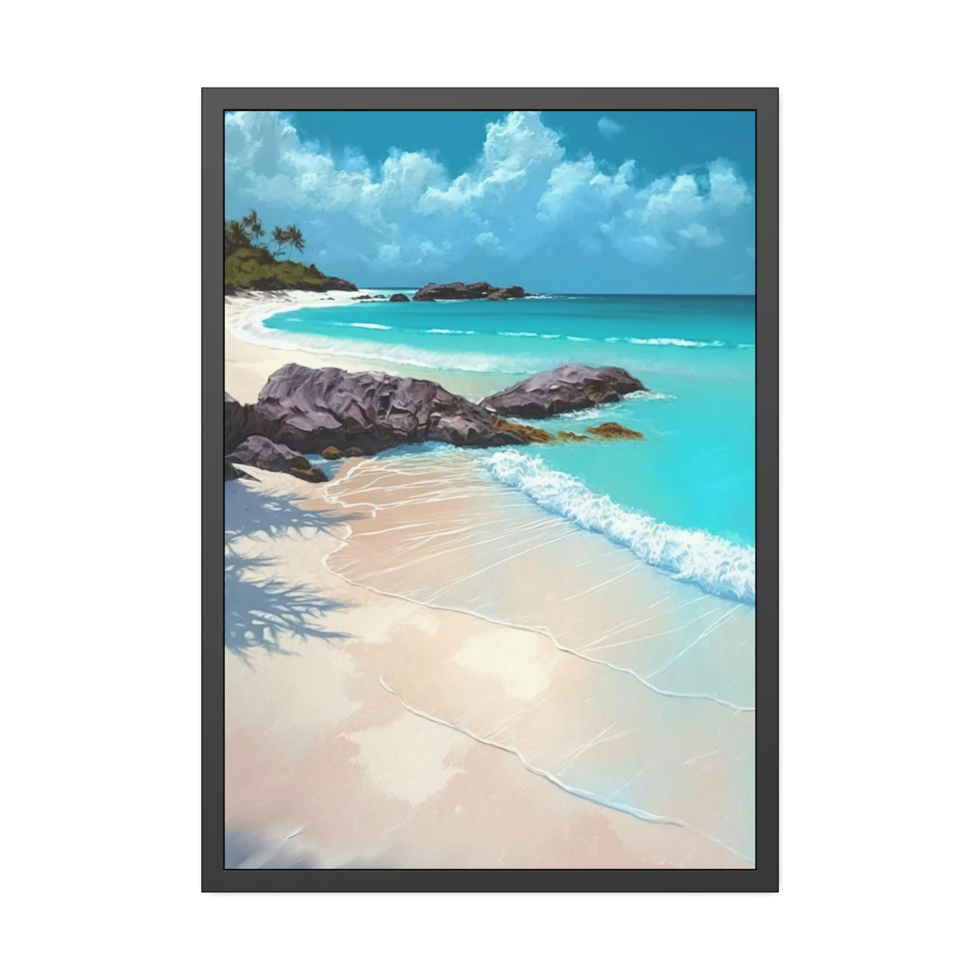 undefined Blue Waters: Framed Canvas and Wall Art of Caribbean Beach Scenery