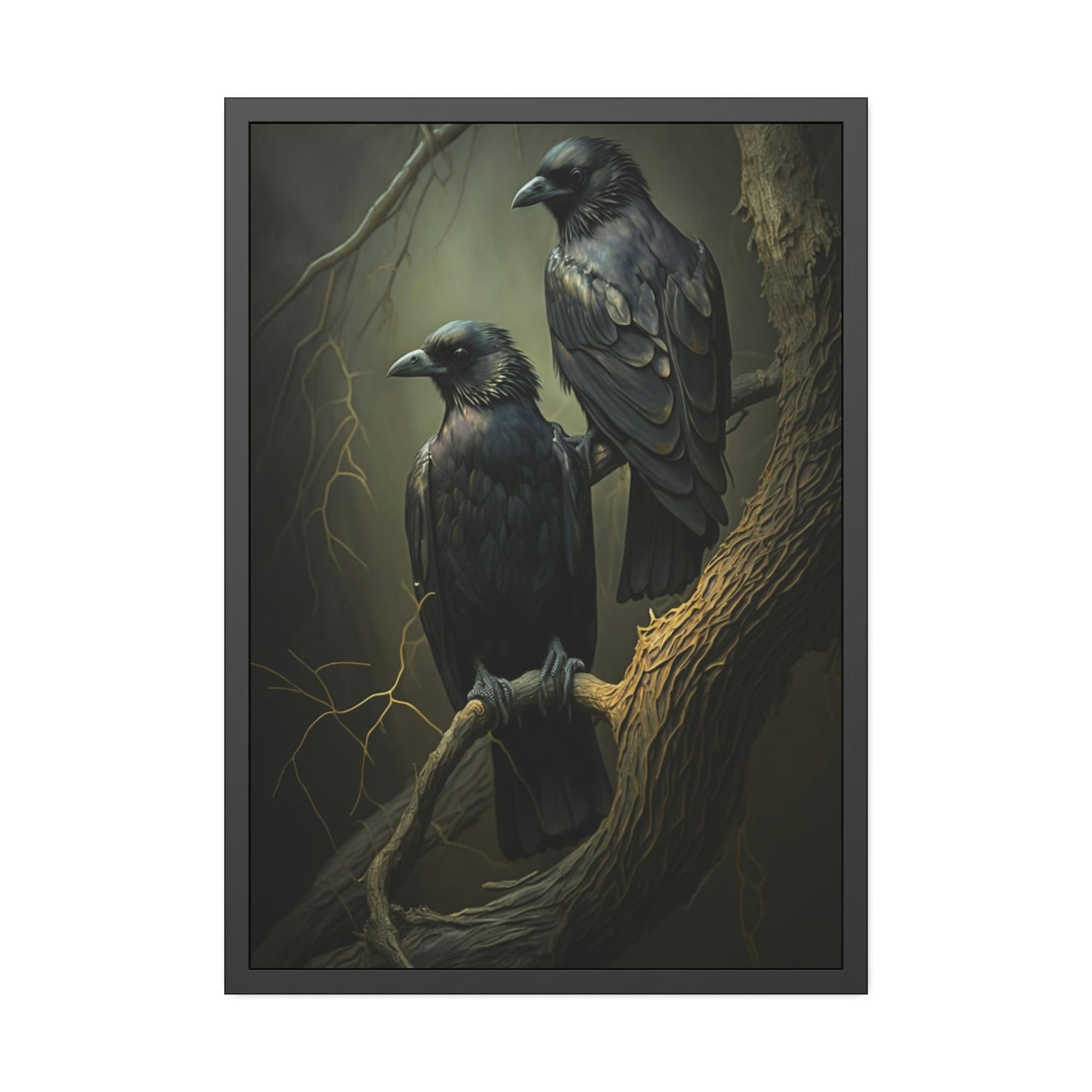 Ravens Guardians of the Night: Ravens Perched on a Branch