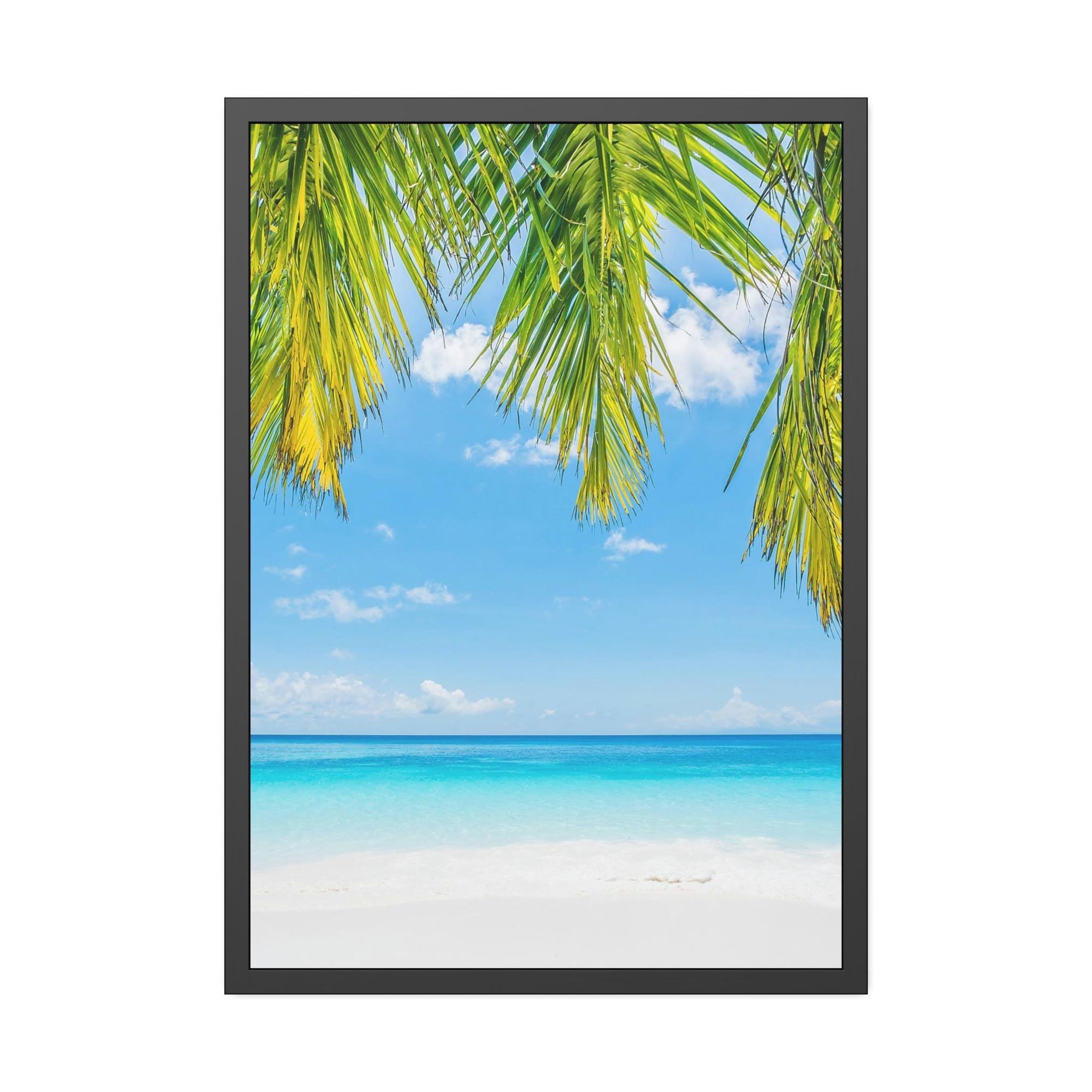 Island Beach Beach Bliss: Wall Art of a Relaxing Island Beach on a Framed Canvas & Poster