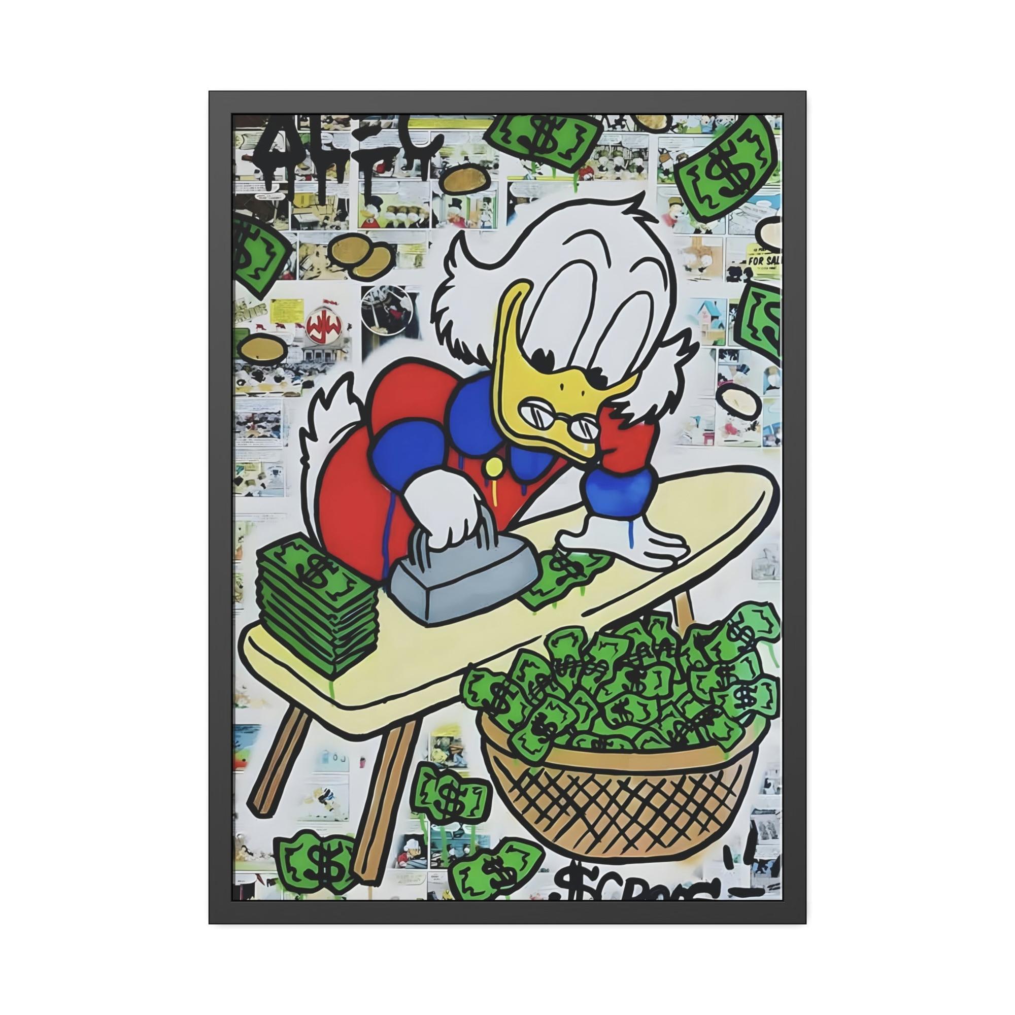 Monopoly & Motivation The Money Duck: Wall Art Prints of a Duck in Alec Monopoly's Iconic Money-Themed Graffiti Style on Framed Canvas