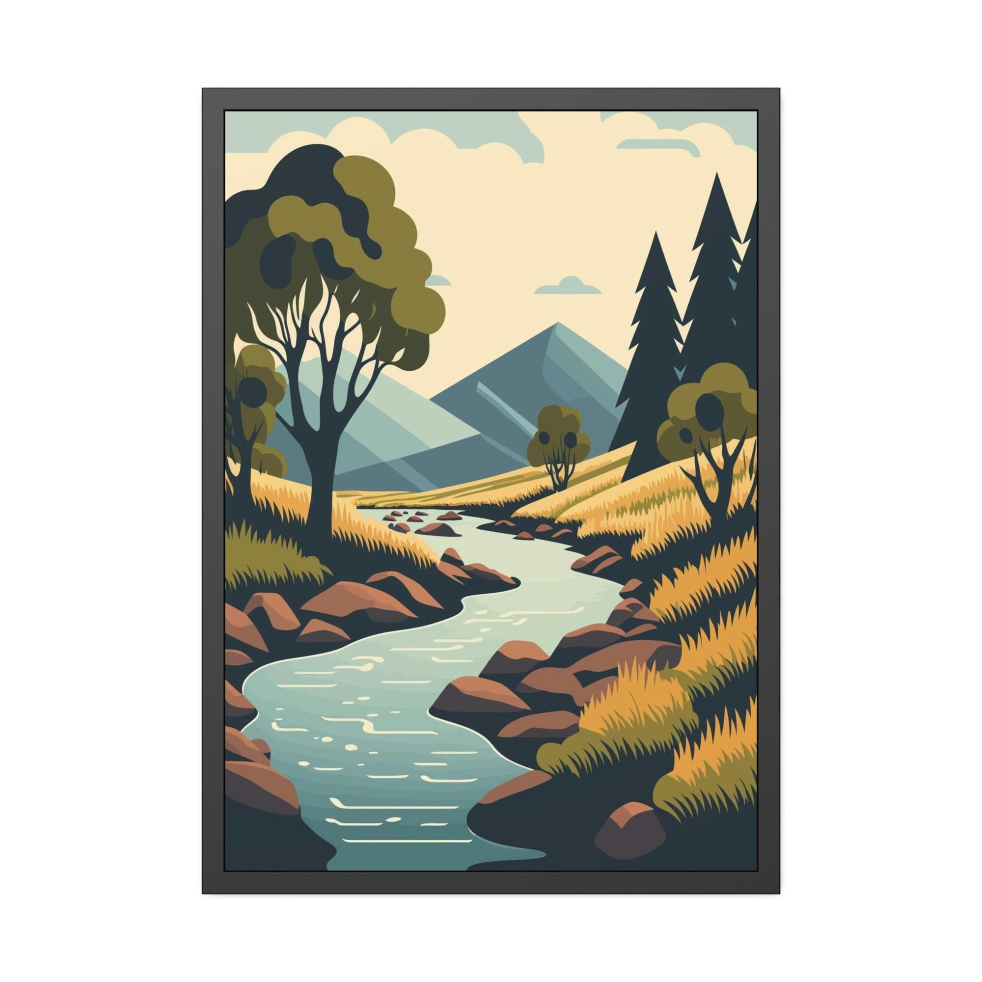 Lakes And Rivers Nature's Symphony: Framed Canvas and Poster Print of Lakes and Rivers