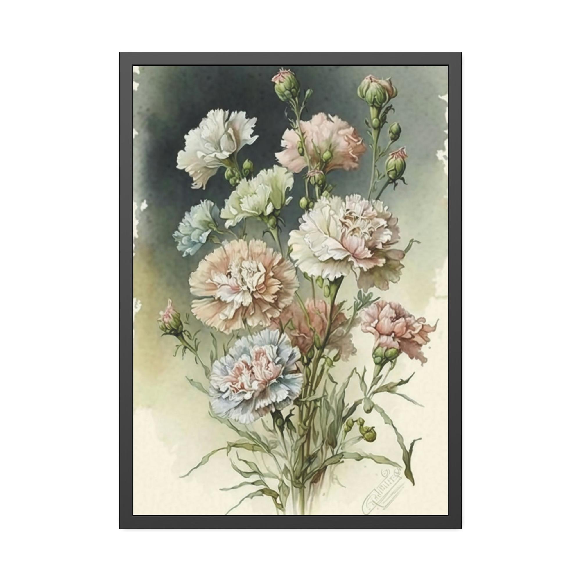 Caribbean Beach Floral Delight: Natural Canvas and Art Prints of Carnations for Home Decor