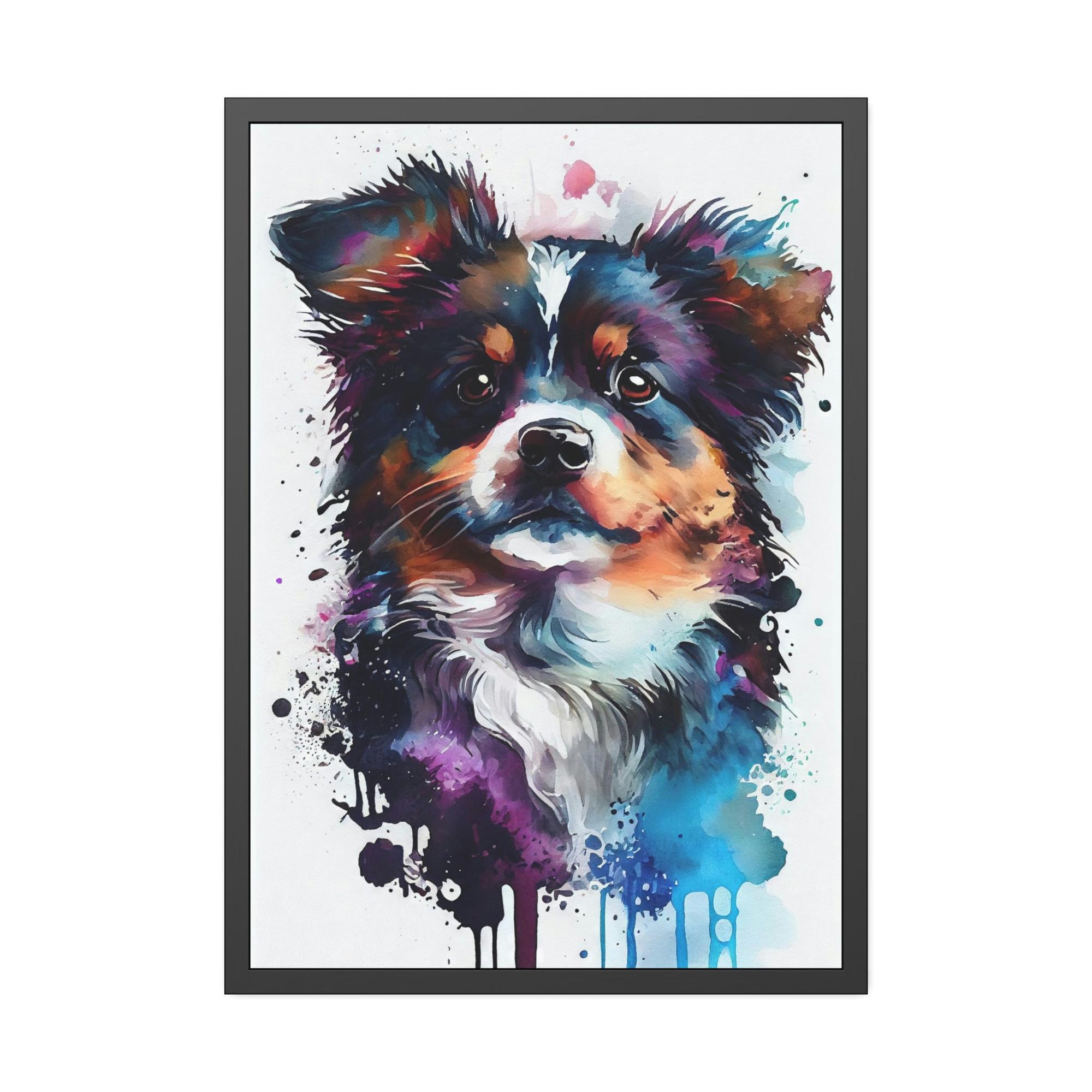 Dogs Dog's Life: Framed Poster of a Happy Pup on Canvas