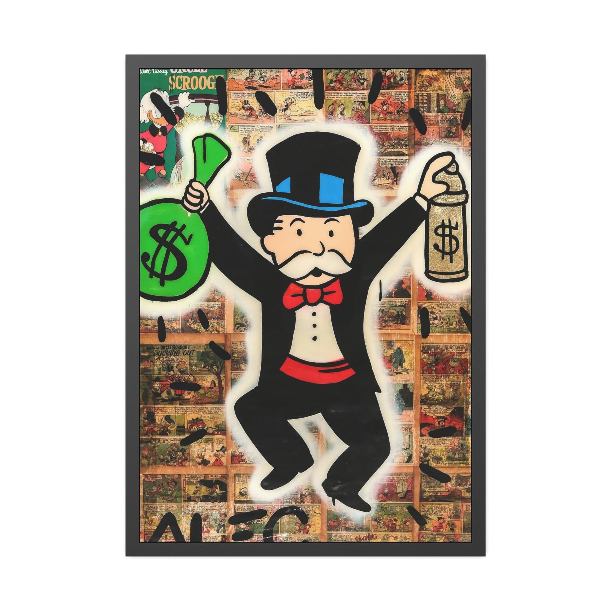 Monopoly & Motivation Money Talks: Framed Canvas and Poster Print of Alec Monopoly Art