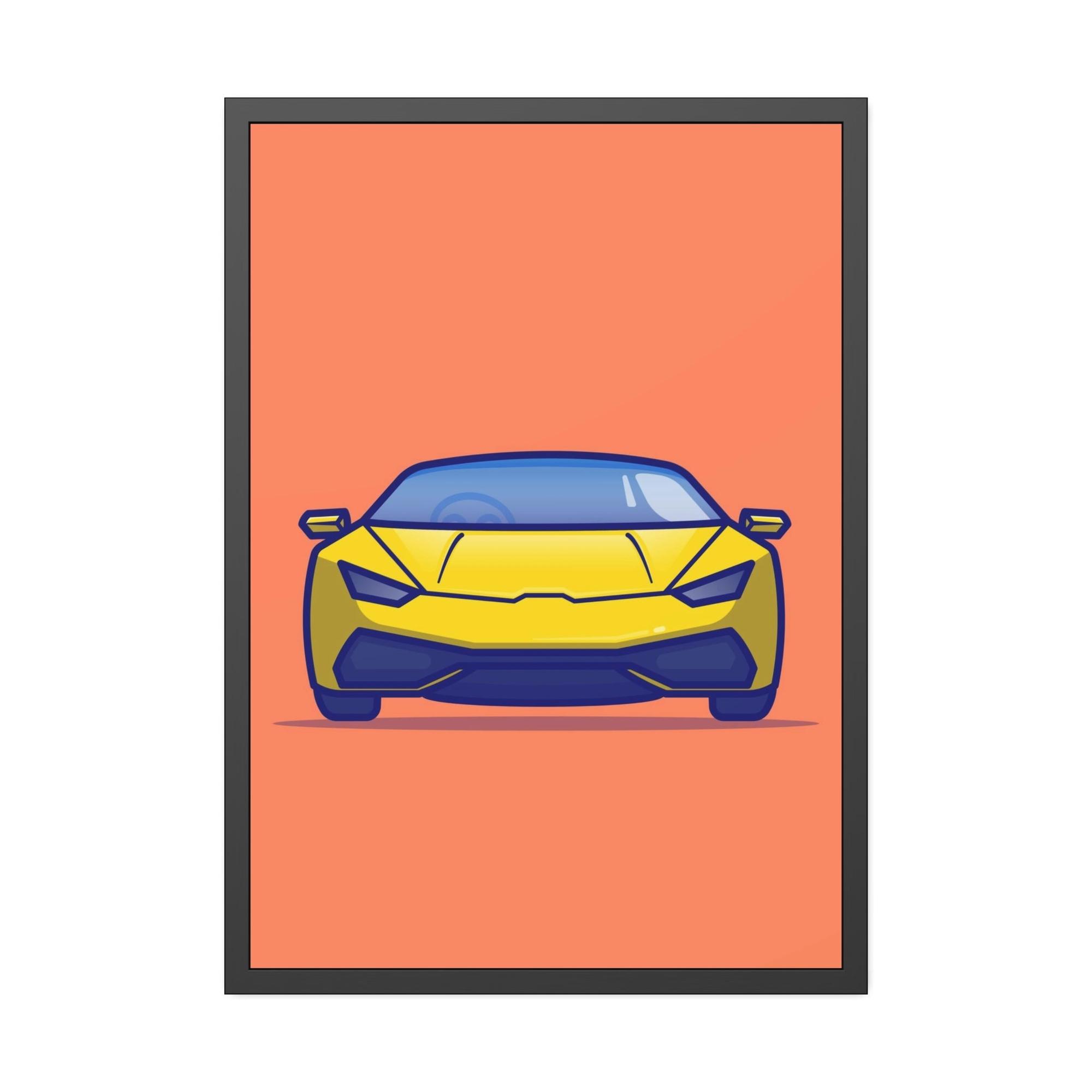 Lamborghini Luminous Speed: Yellow Lamborghini Wall Art on Framed Canvas & Poster