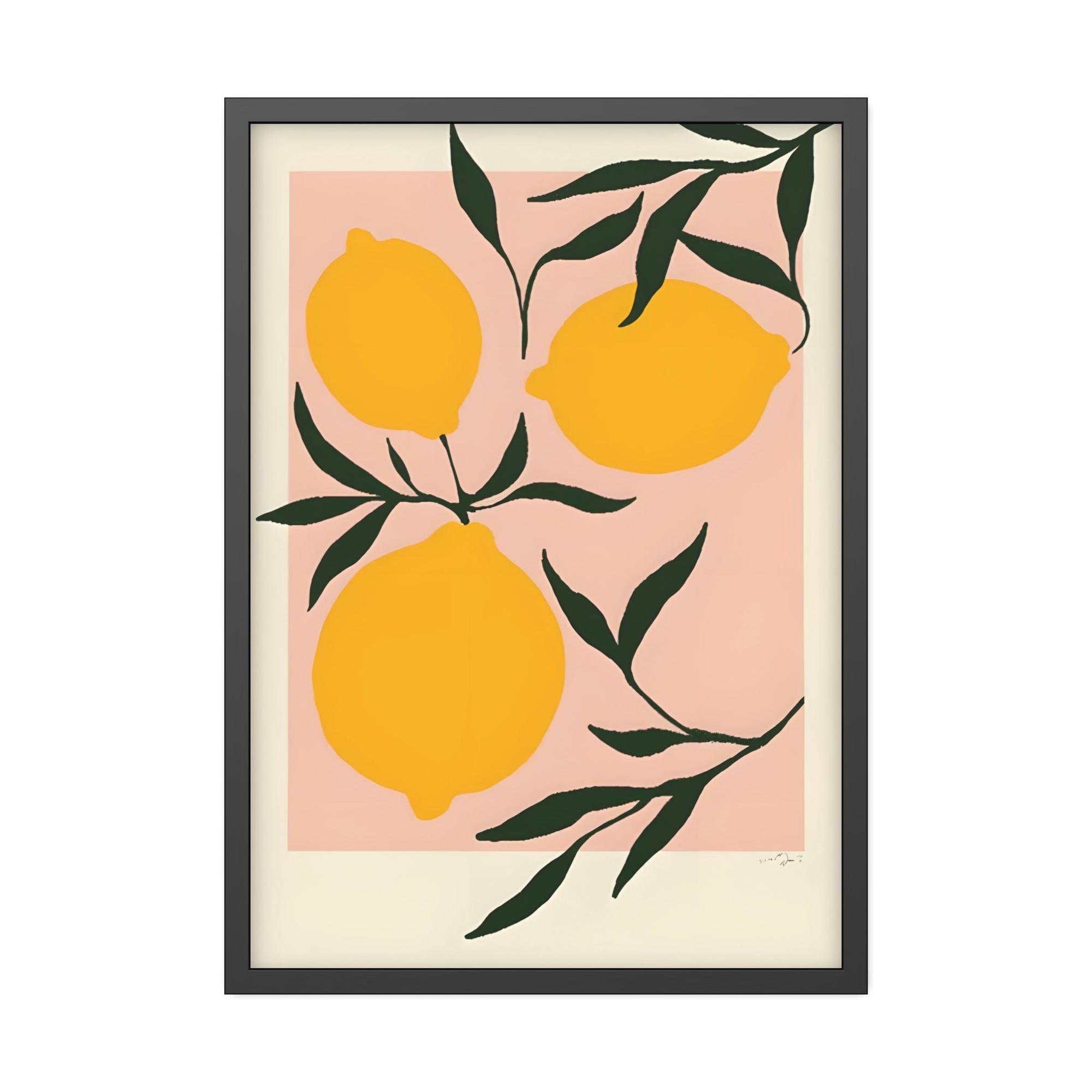 Yellow Refreshing and Vibrant Framed Poster and Canvas Print of Yellow Lemons