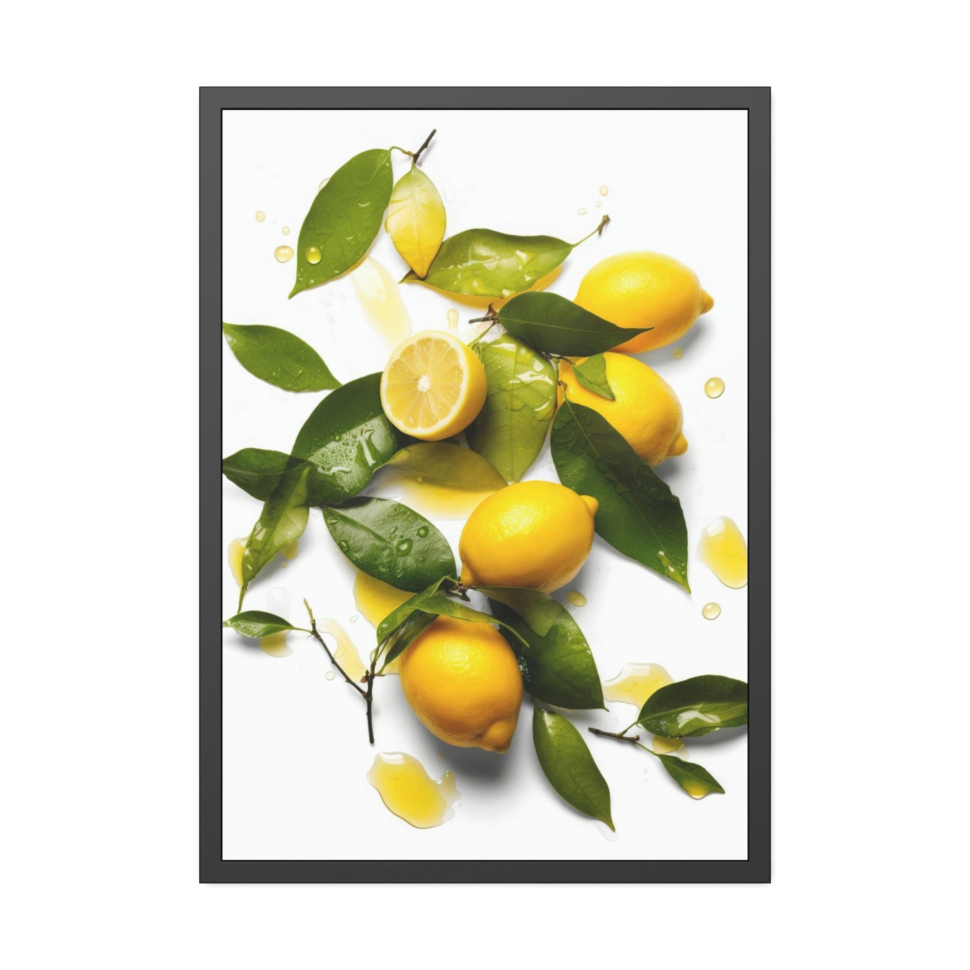 Yellow Beautiful Canvas Art Prints of Yellow Lemons on Framed Canvas
