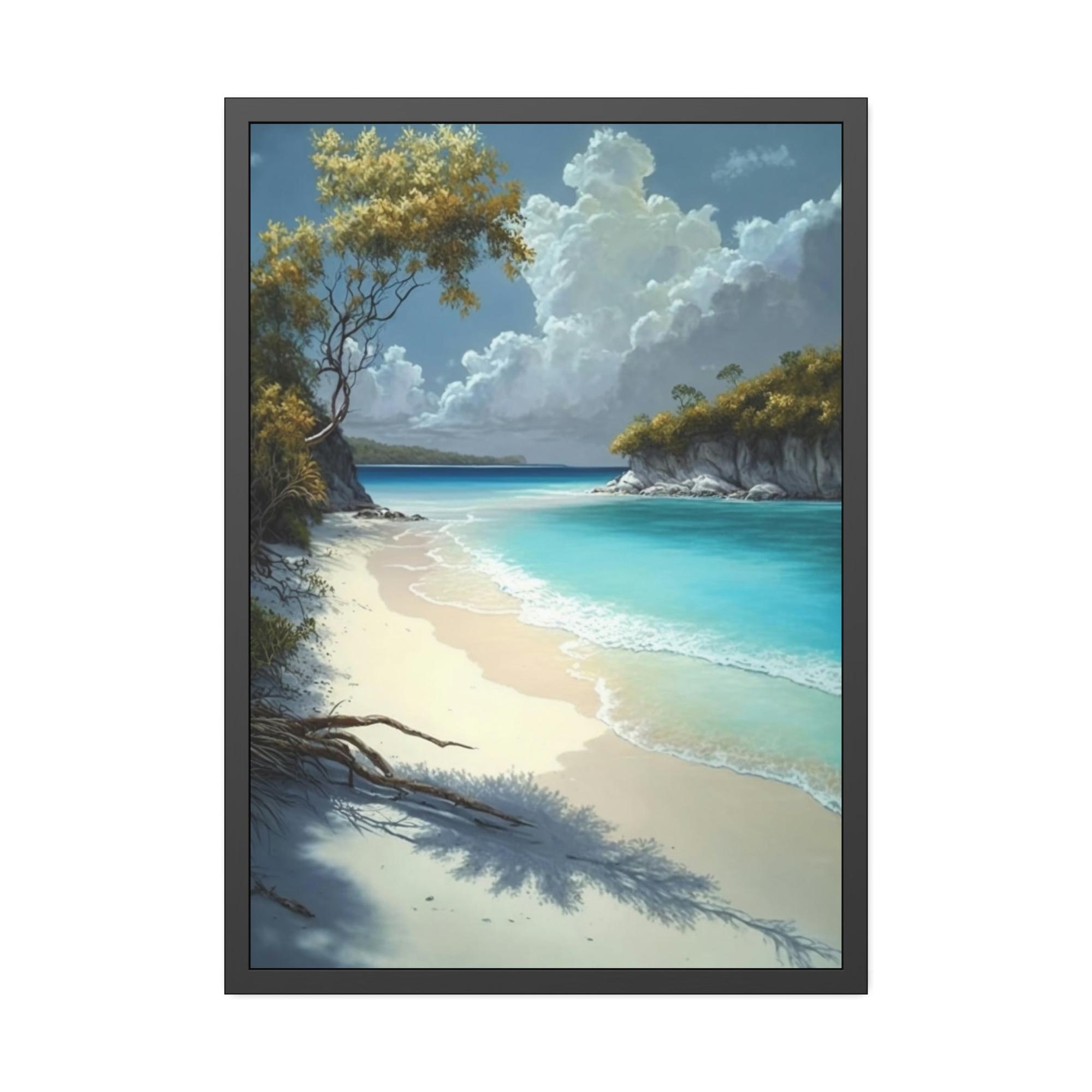 Caribbean Beach Sun-Kissed Sands: Caribbean Beach Framed Posters and Wall Decor