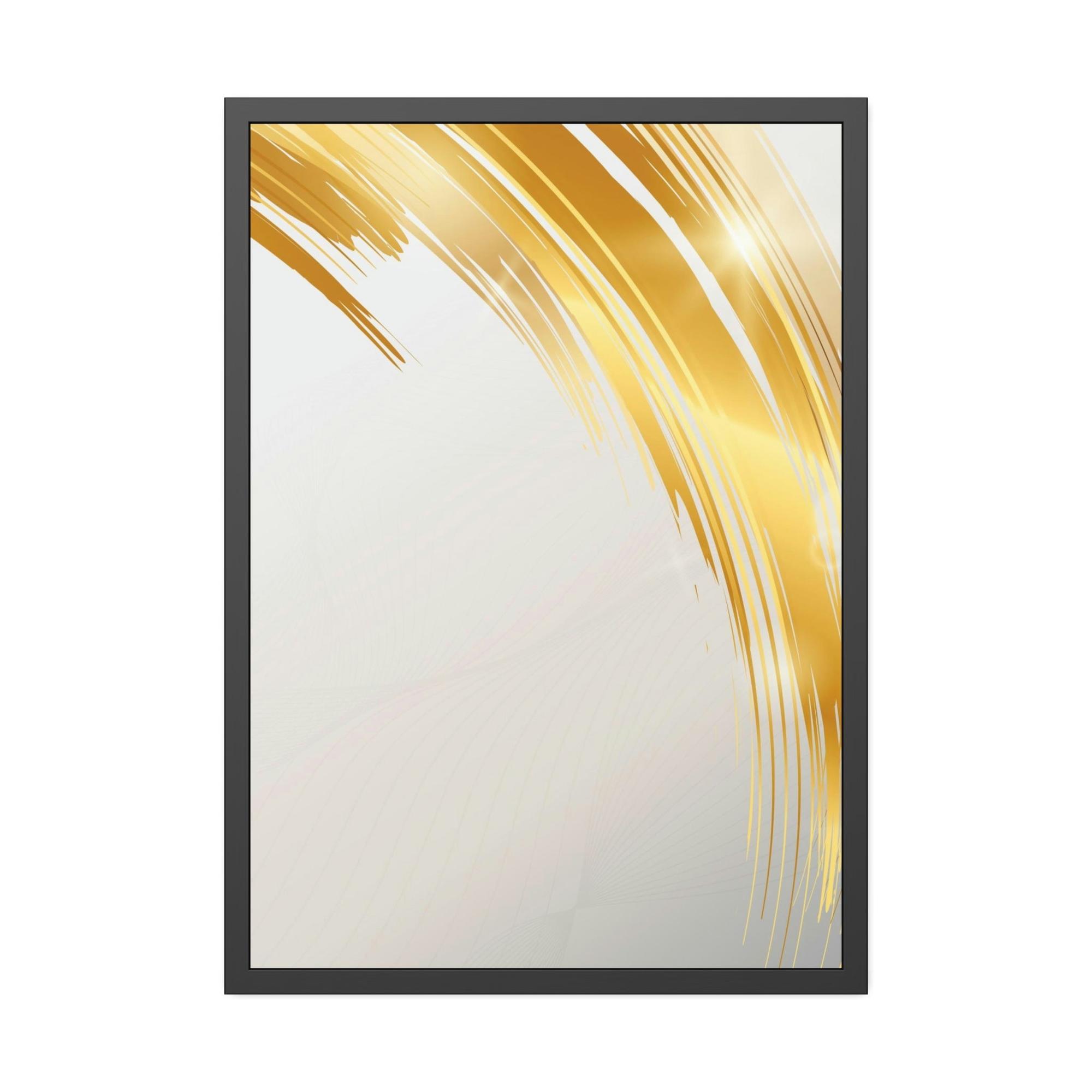 undefined Gilded Elegance: Gold Abstract Art on Natural Canvas & Poster