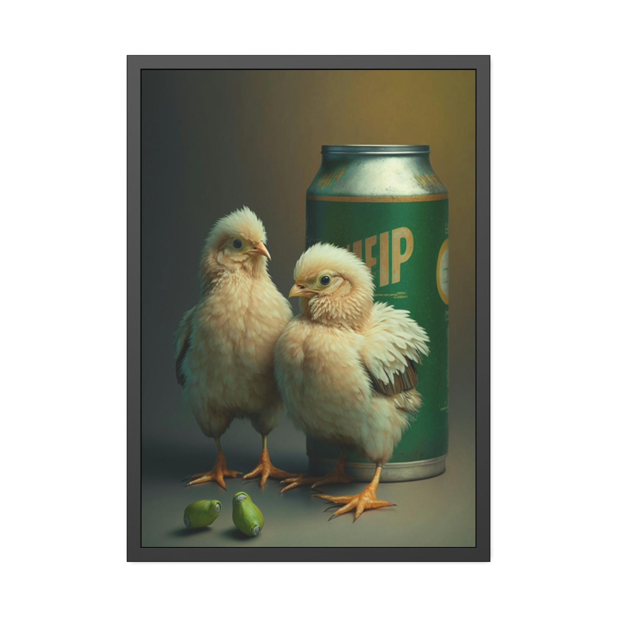 undefined Feathered Friends: Natural Canvas with Adorable Chicken Portraits