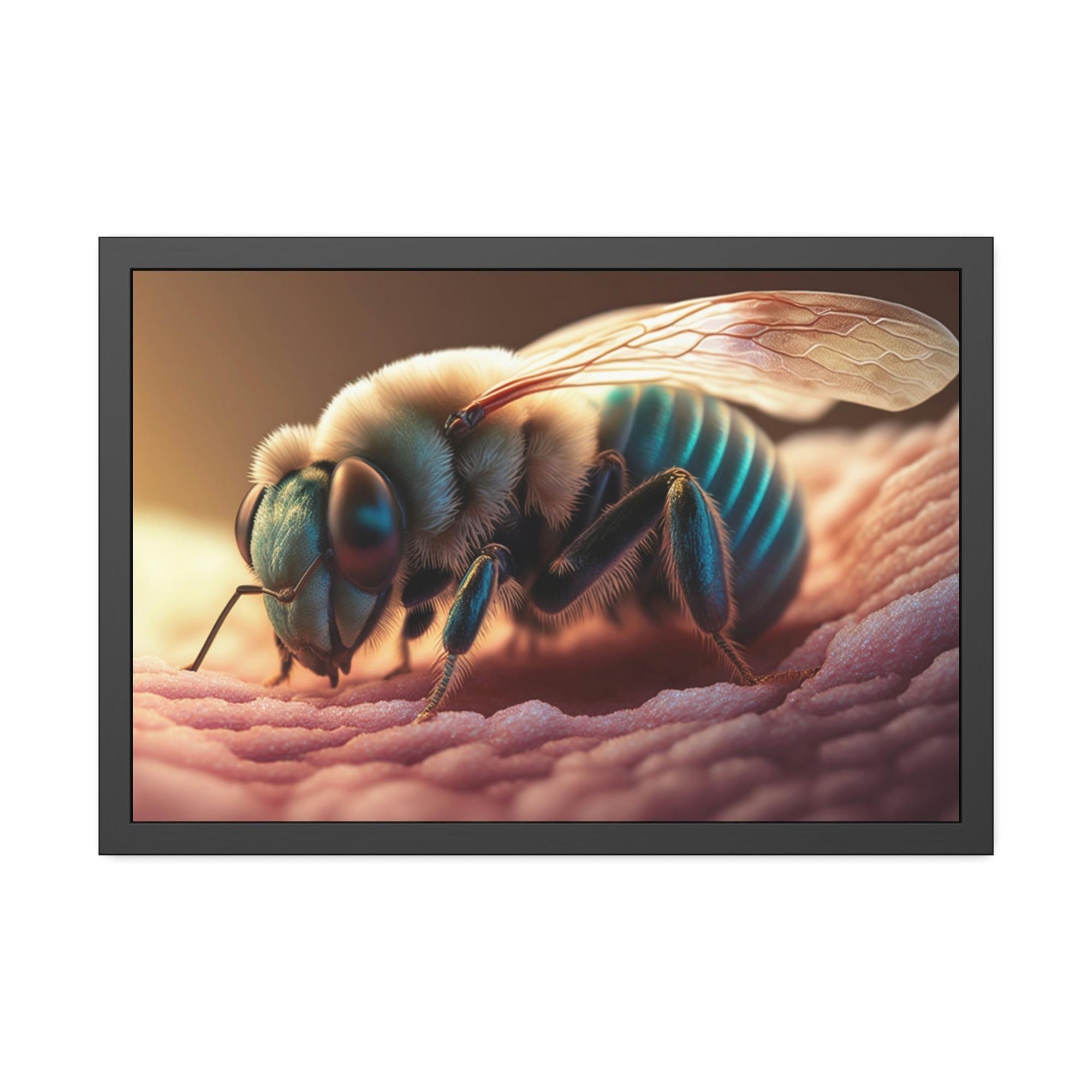 Bees The Art of Pollination: A Print on Canvas & Poster of a Bee and a Flower in Harmony