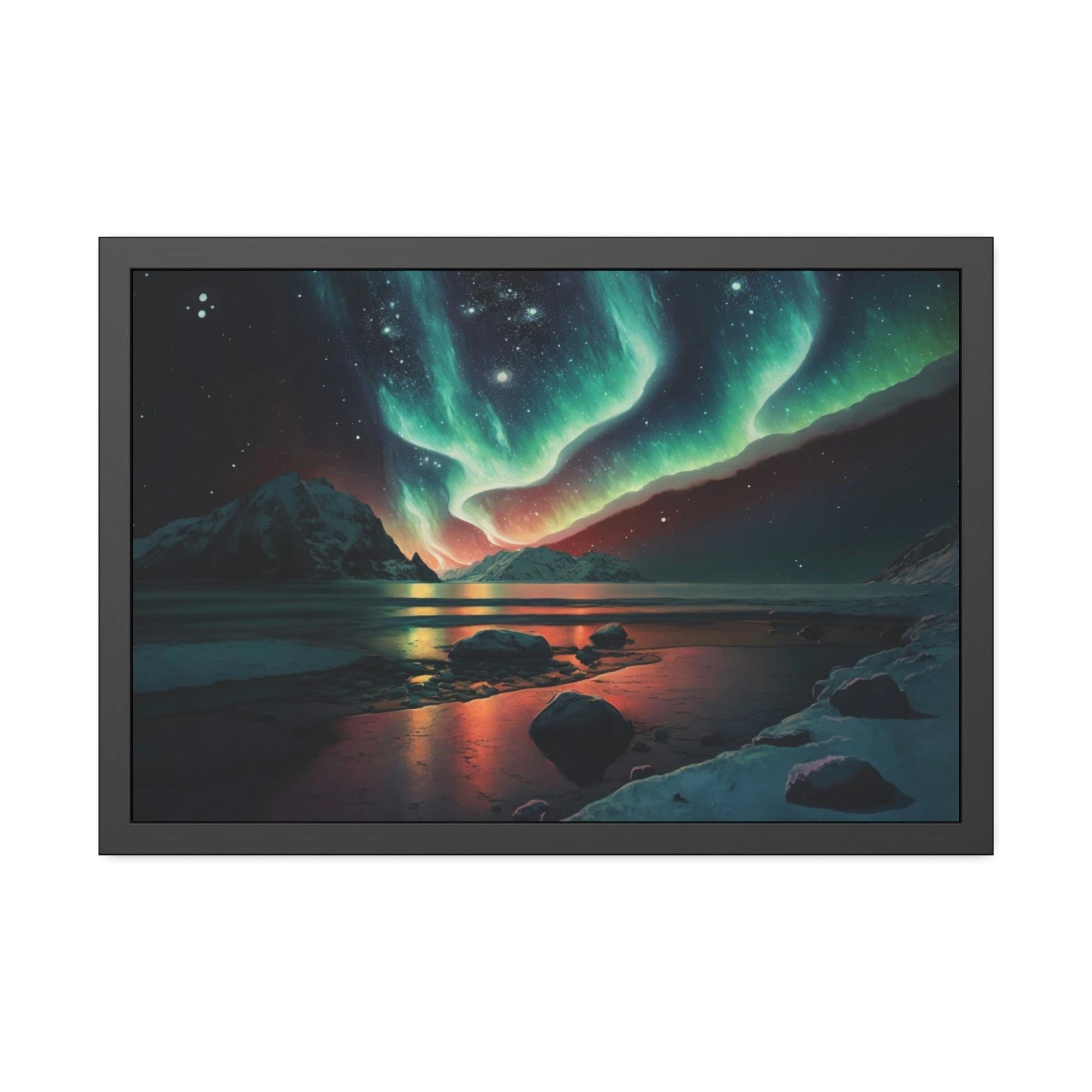 Aurora Borealis Northern Lights Dance: Stunning Aurora Borealis Wall Art on Natural Canvas