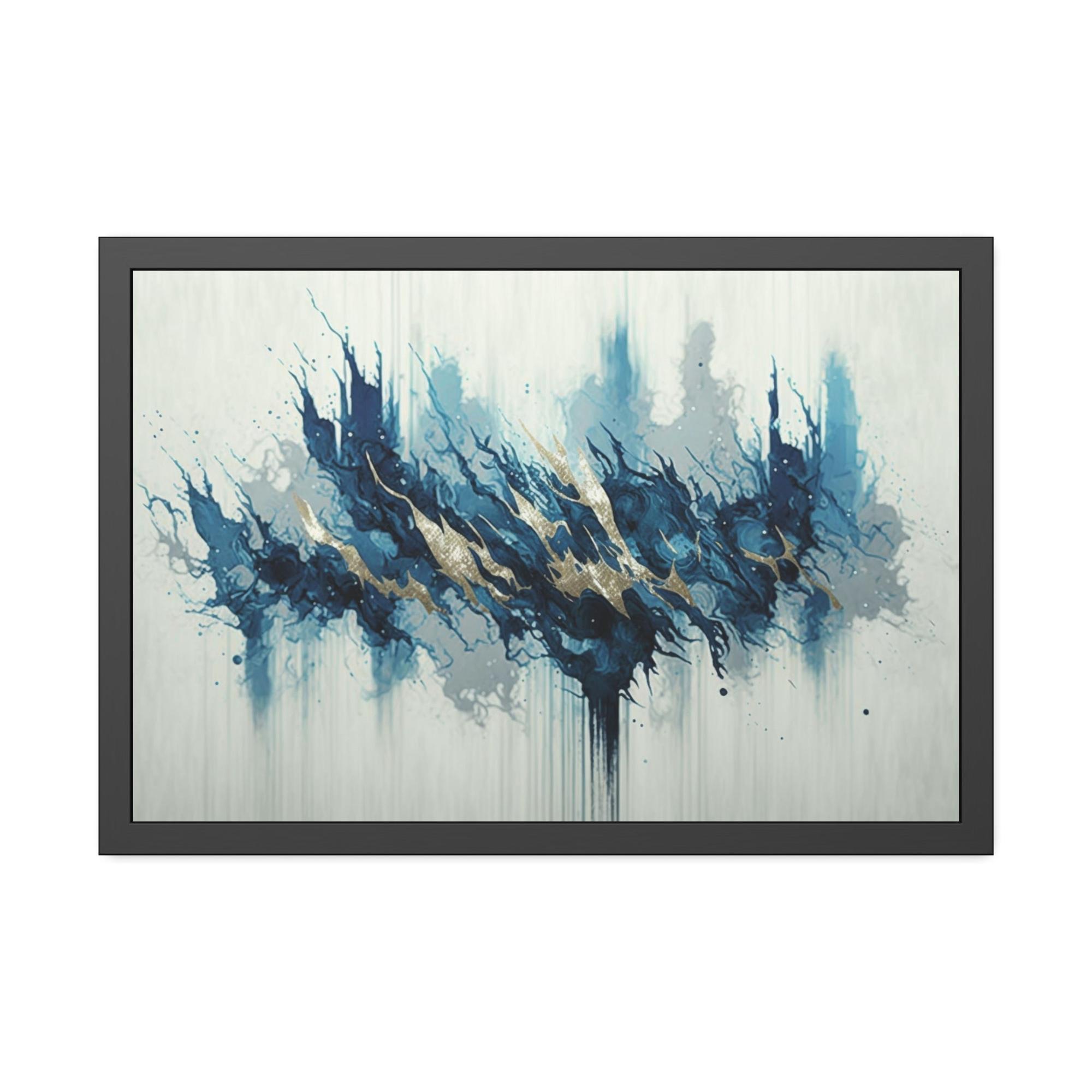 Blue Abstract Canvas Art Oceanic Depths: A Framed Canvas & Poster Print of Blue Abstract Art