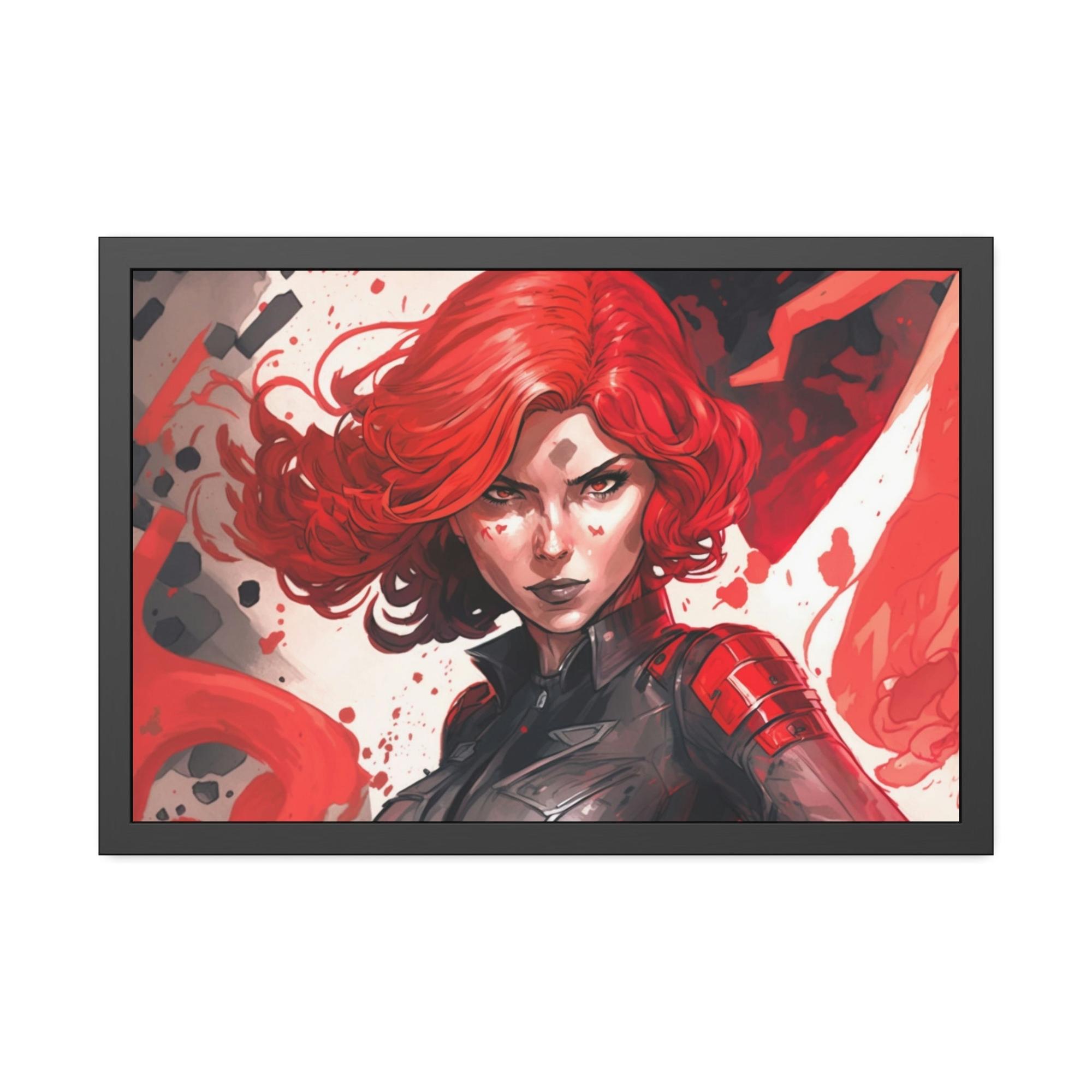 Black Widow Deadly Beauty: Natural Canvas and Framed Poster with Black Widow Art