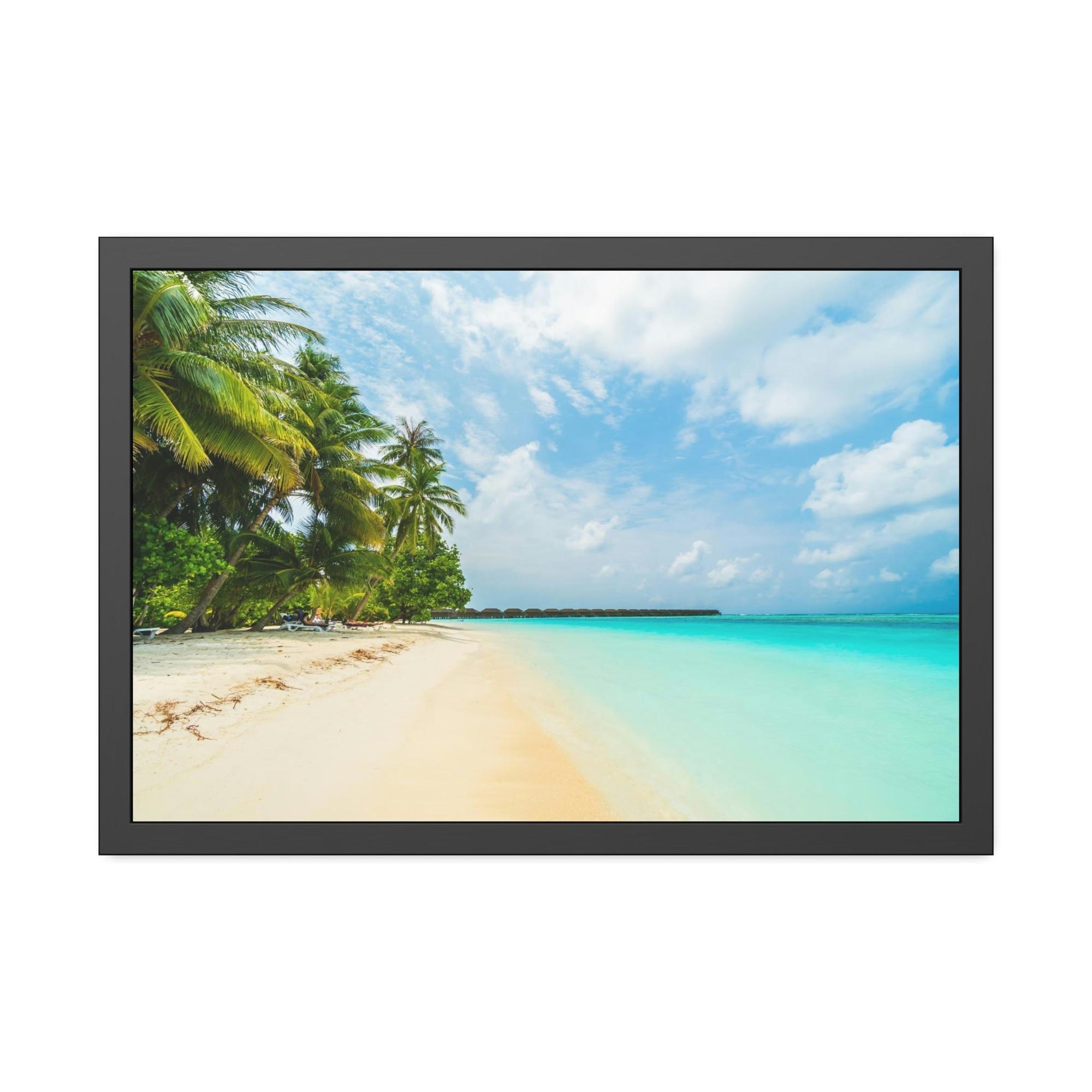 Caribbean Beach Tropical Paradise: Framed Canvas and Print on Canvas of Caribbean Wall Art