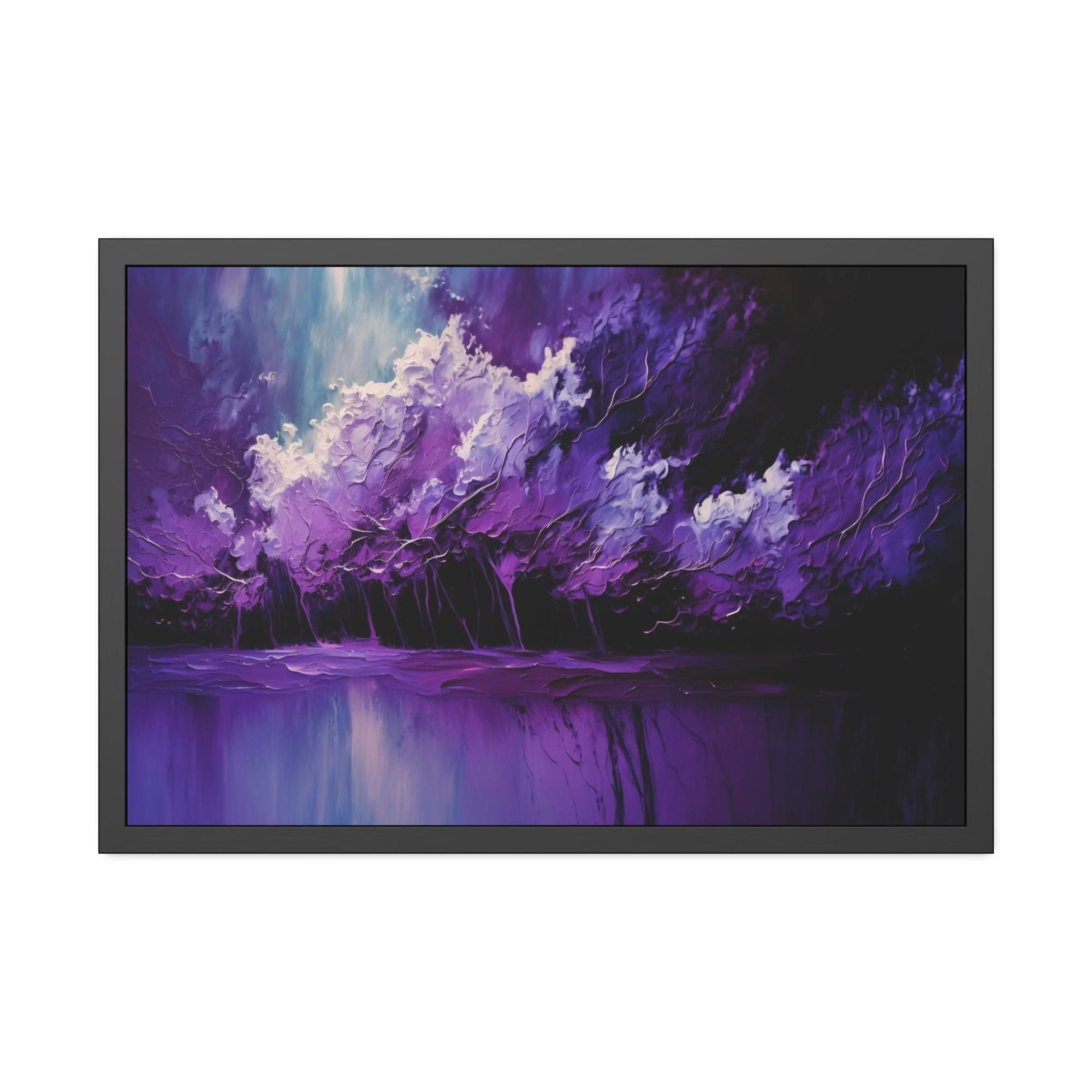 Purple Abstract Art Enchanted Violet: Framed Canvas Print of Abstract Art
