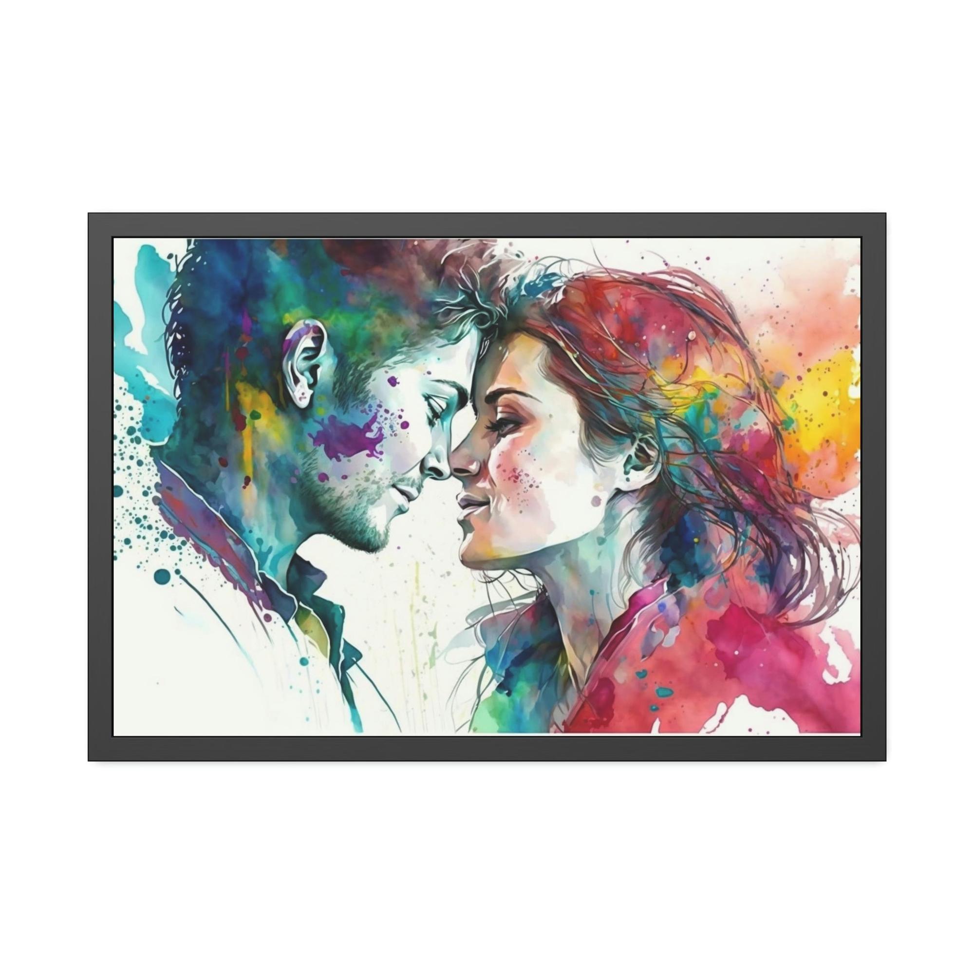 Love Eternal Embrace: Natural Canvas Wall Art of Two Lovers
