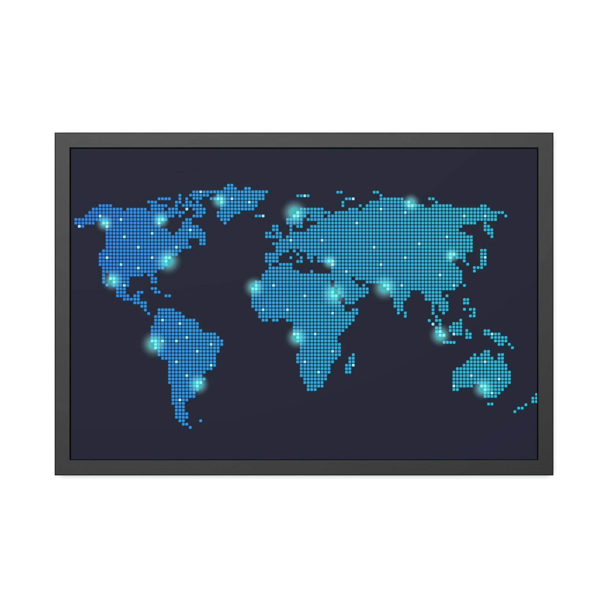 Maps The World in Color: Framed Canvas of Colorful Political Maps