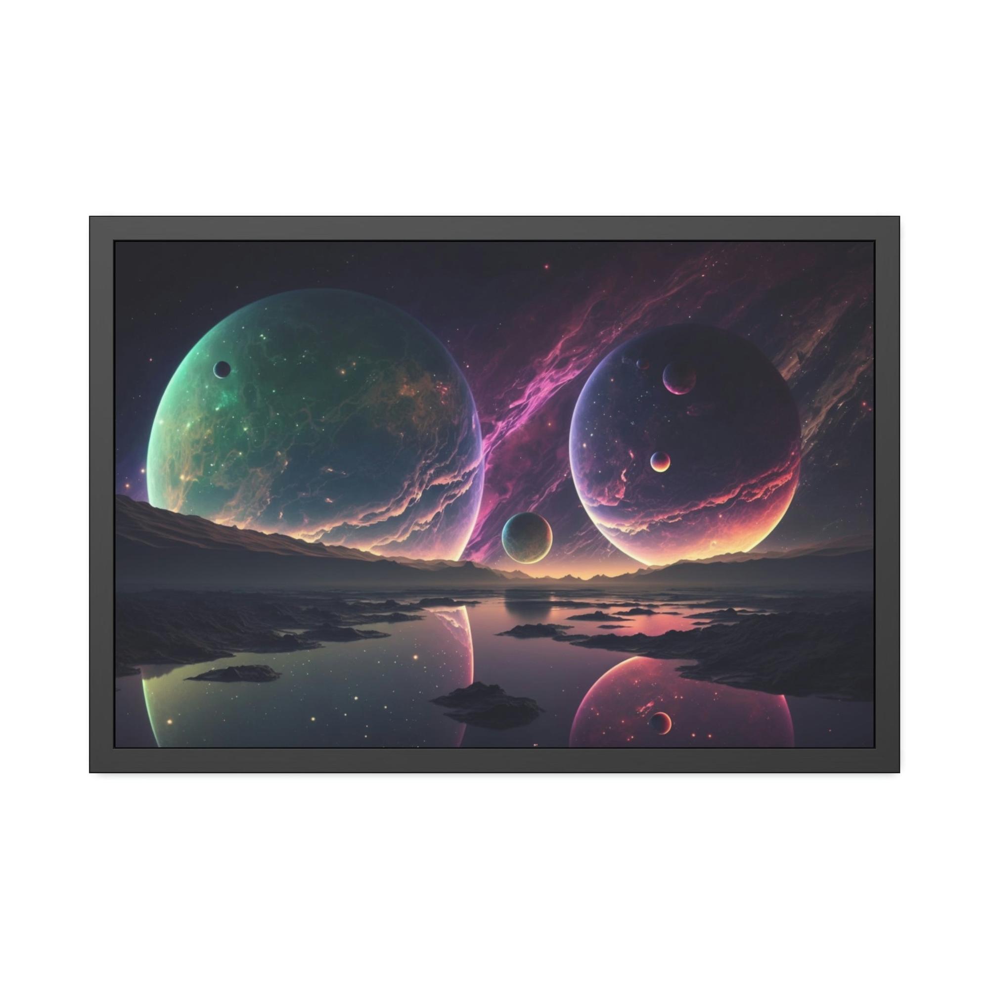 Planets Planetary Fusion: Natural Canvas Wall Art of a Colorful Planetary Collision