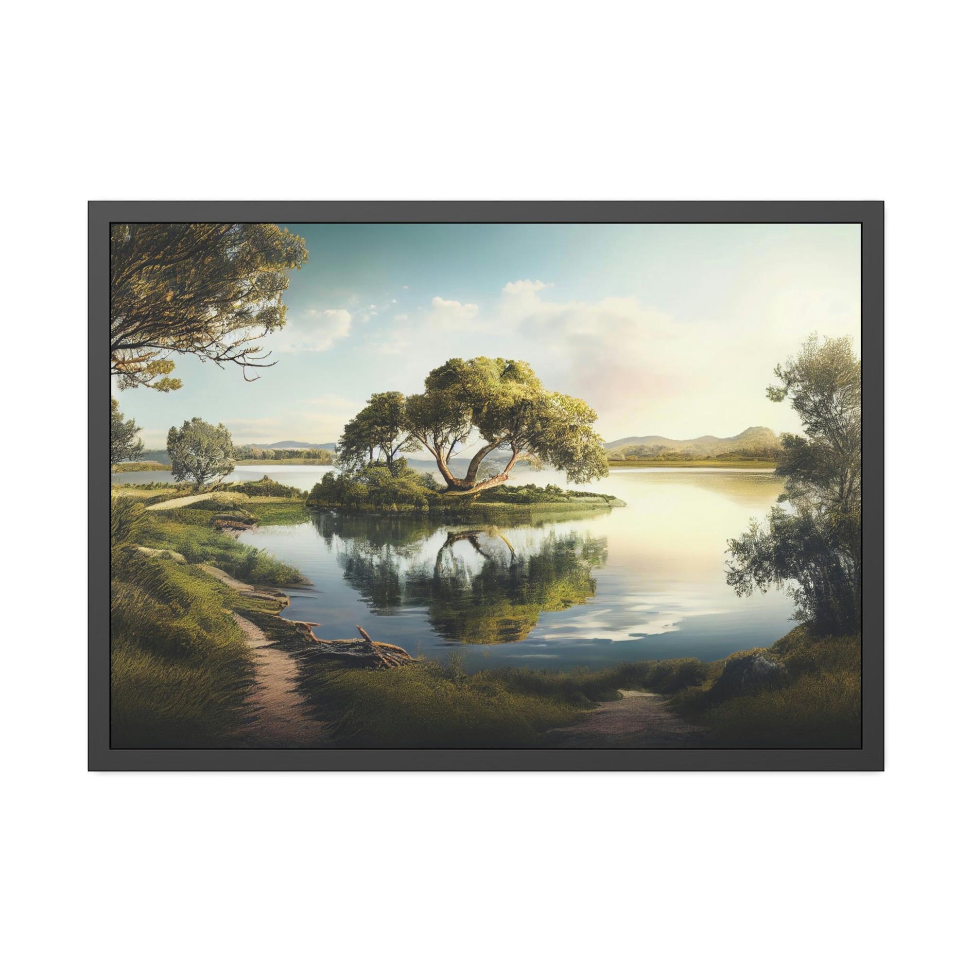 Lakes And Rivers Lakeside Beauty: Print on Canvas of a Gorgeous Lake View
