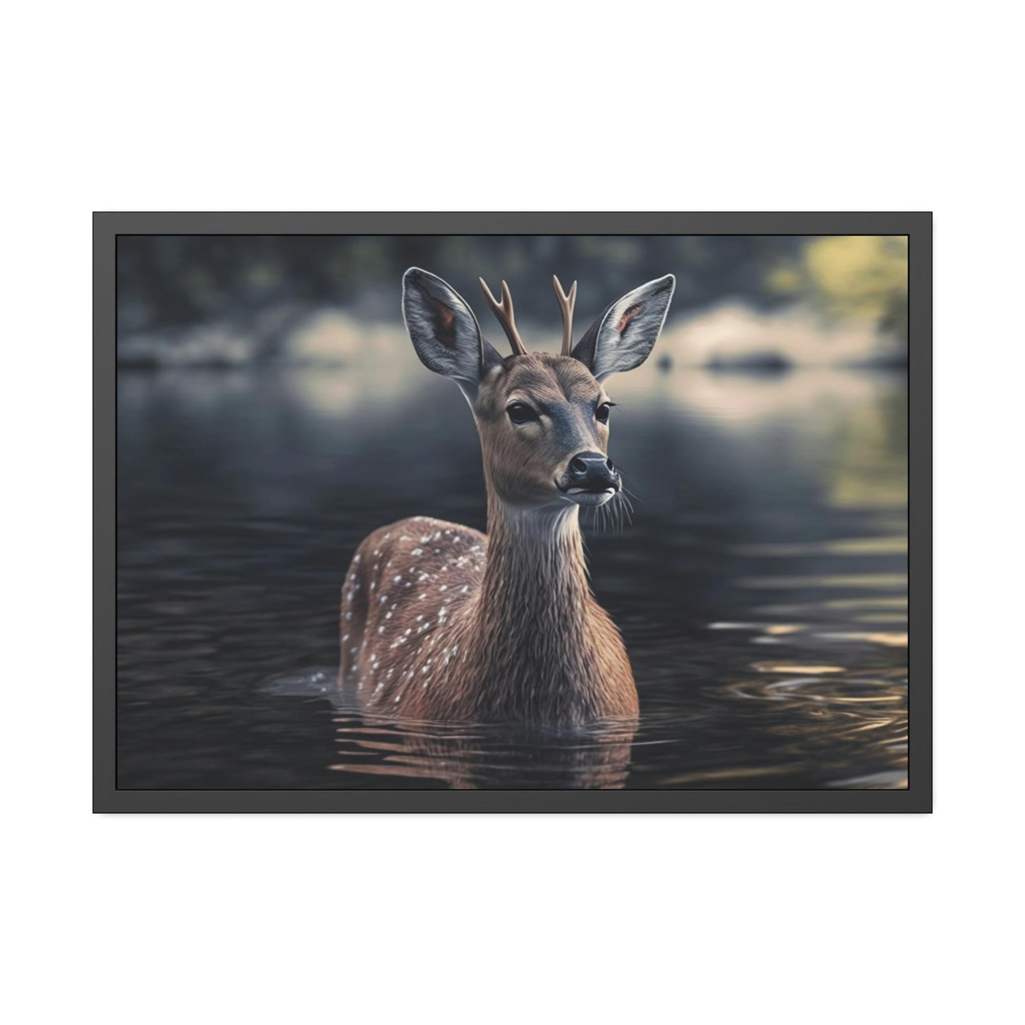 Deers Deer Reflection: A Canvas Tranquil Haven