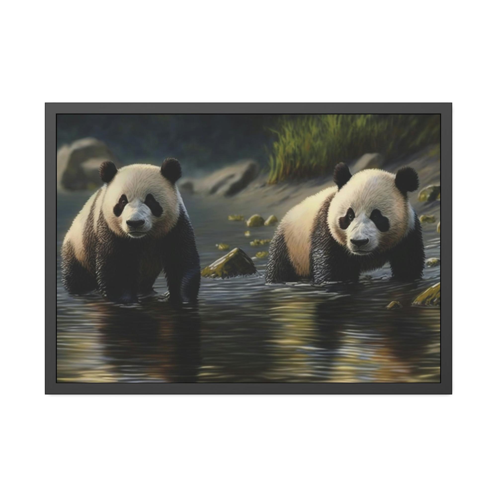 Pandas Bamboo Eaters and Playful Creatures: A Portrait of Pandas on Canvas