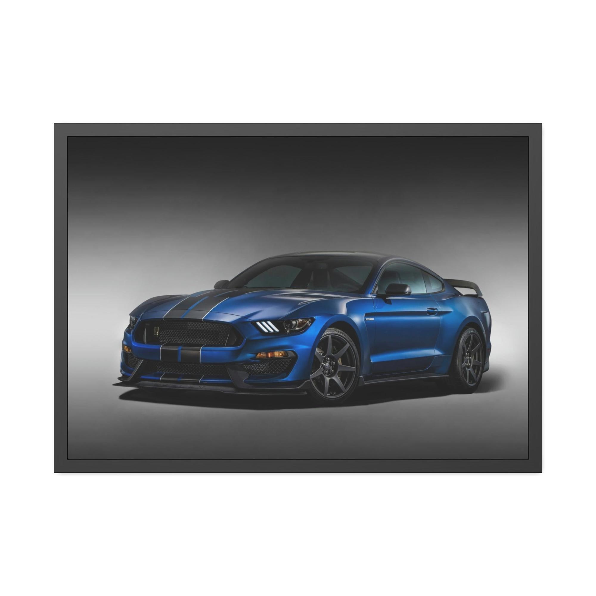 Mustang Thrilling Velocity: Blue Mustang Sport Car Canvas Wall Art for Speed Lovers