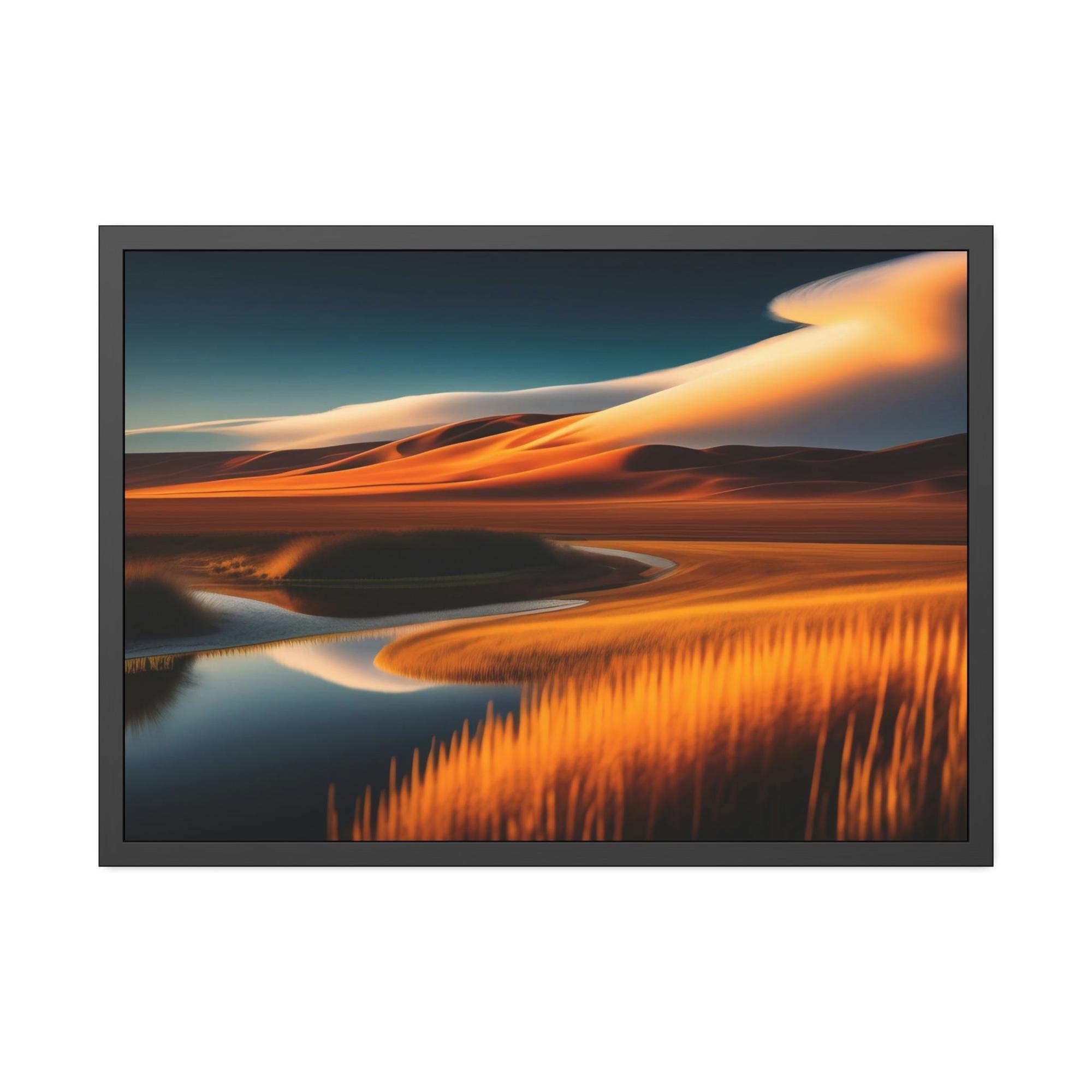 Lakes And Rivers Aquatic Serenity: Lakes and Rivers on Natural Canvas and Framed Poster Art