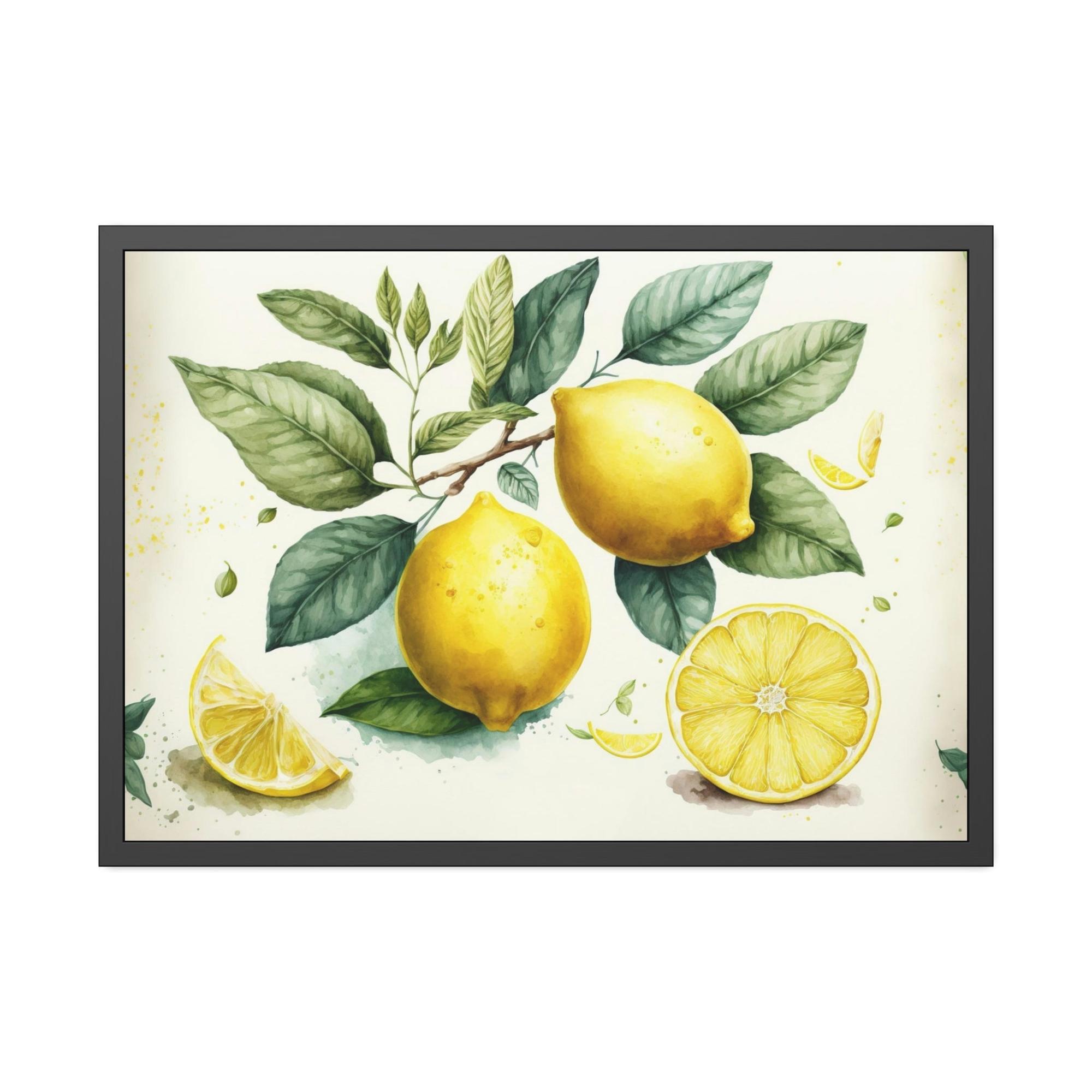 Yellow Elegant and Beautiful Canvas Art Prints and Framed Posters Featuring a Yellow Lemon Design