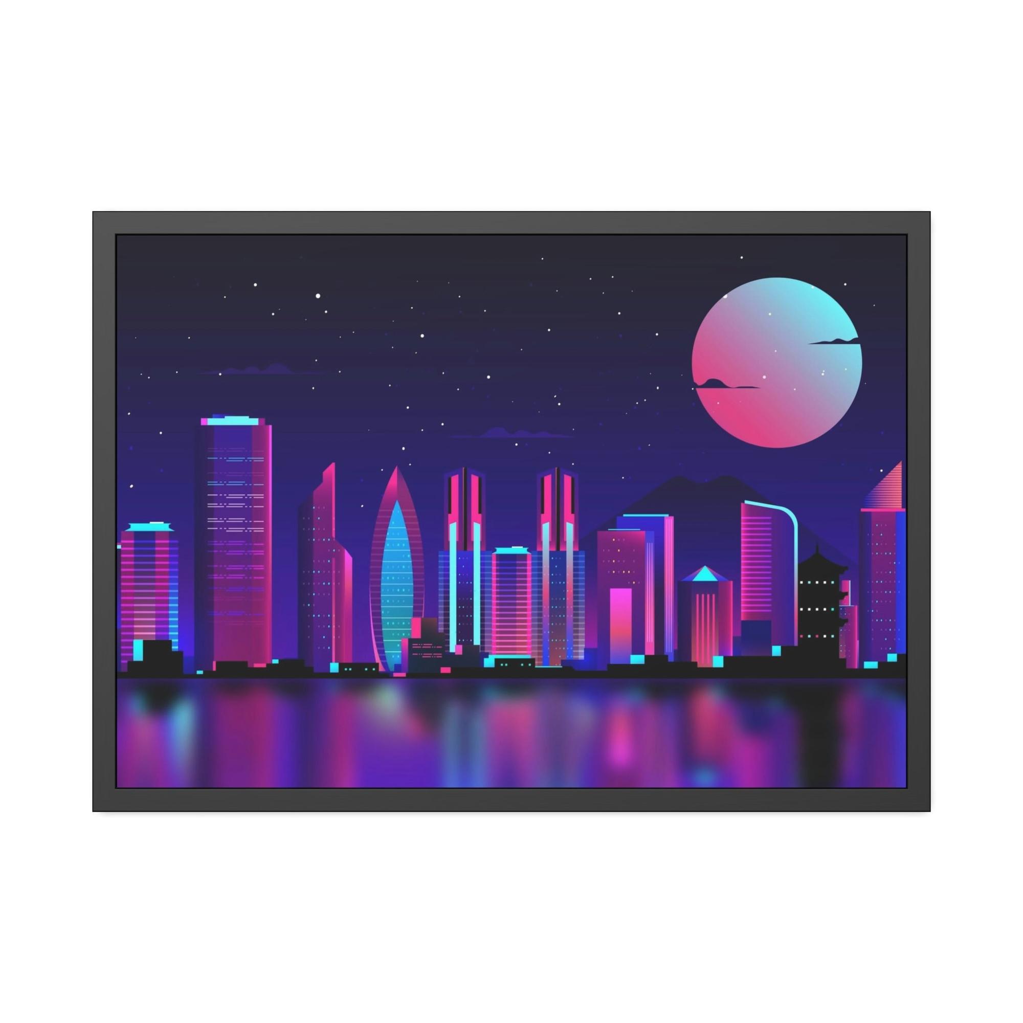 Neon Radiant Reflections: Captivating Canvas Prints with Neon Glow for Striking Decor