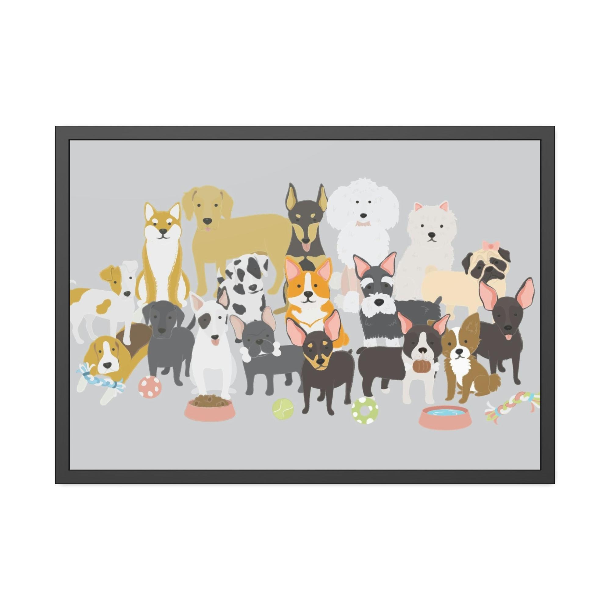 Dogs Canine Comfort: Poster of Dogs Relaxing on a Framed Canvas