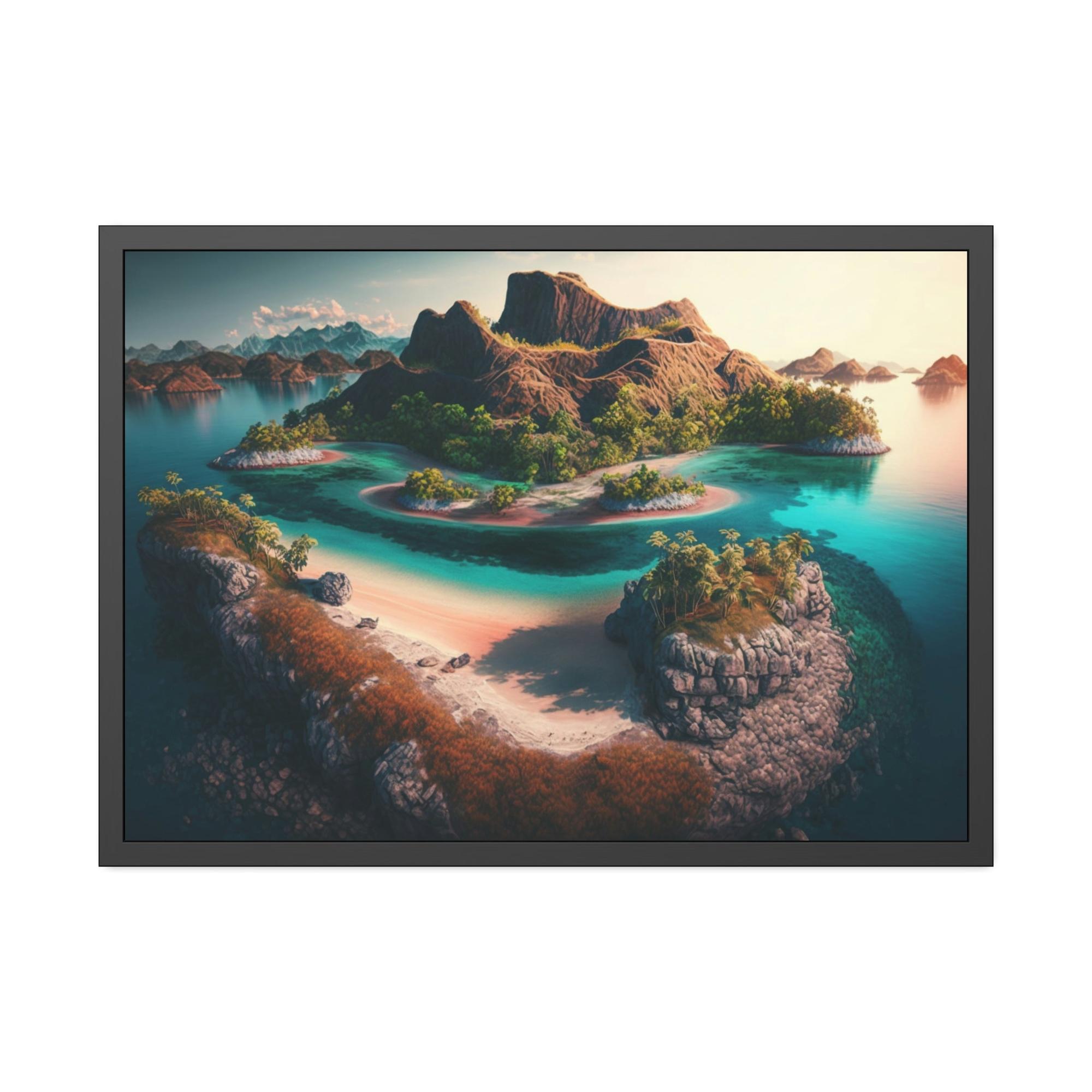 Tropical Island Dreams: A Colorful Tropical Scene on Canvas