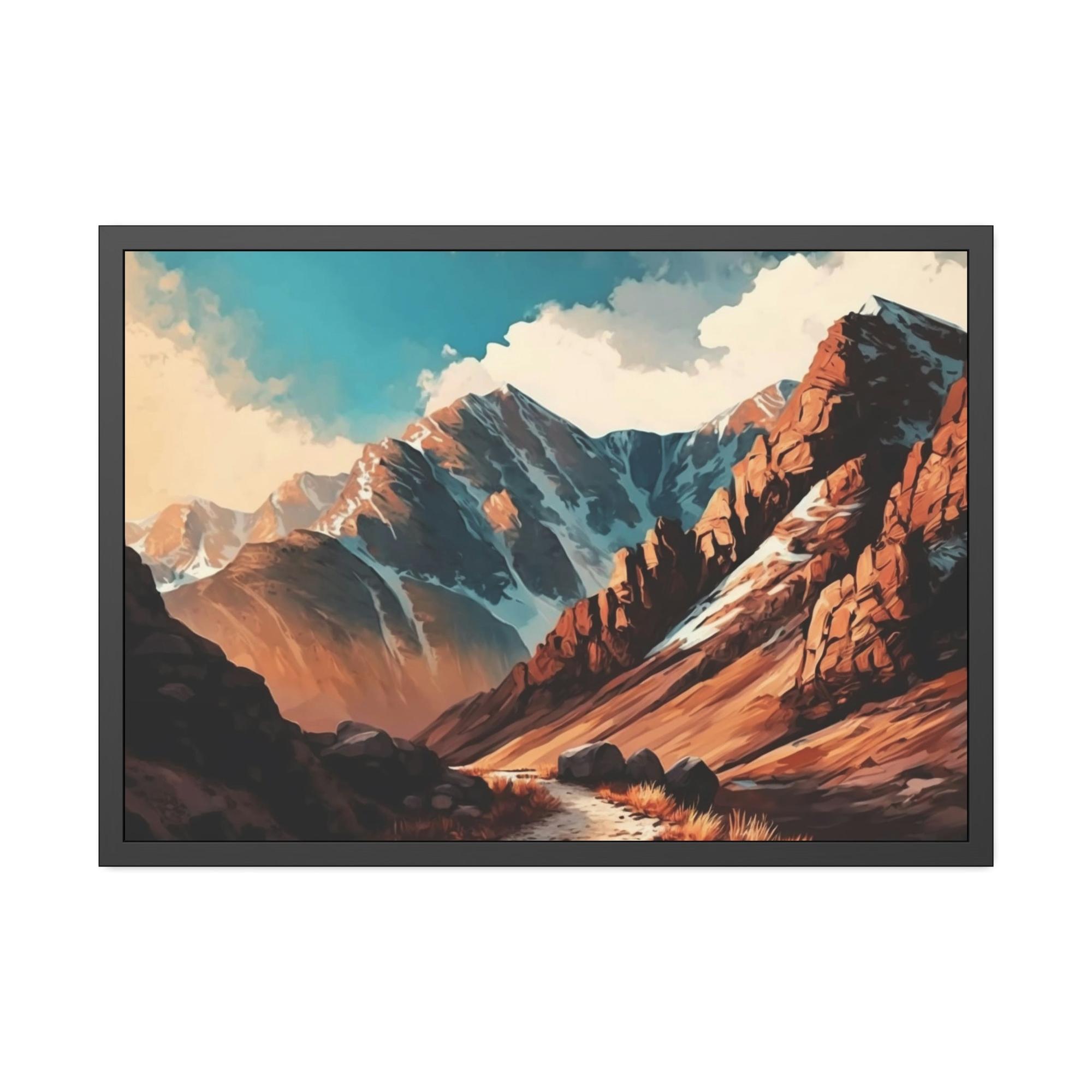 Mountains Ascending to New Heights: A Mountainous Landscape on Canvas