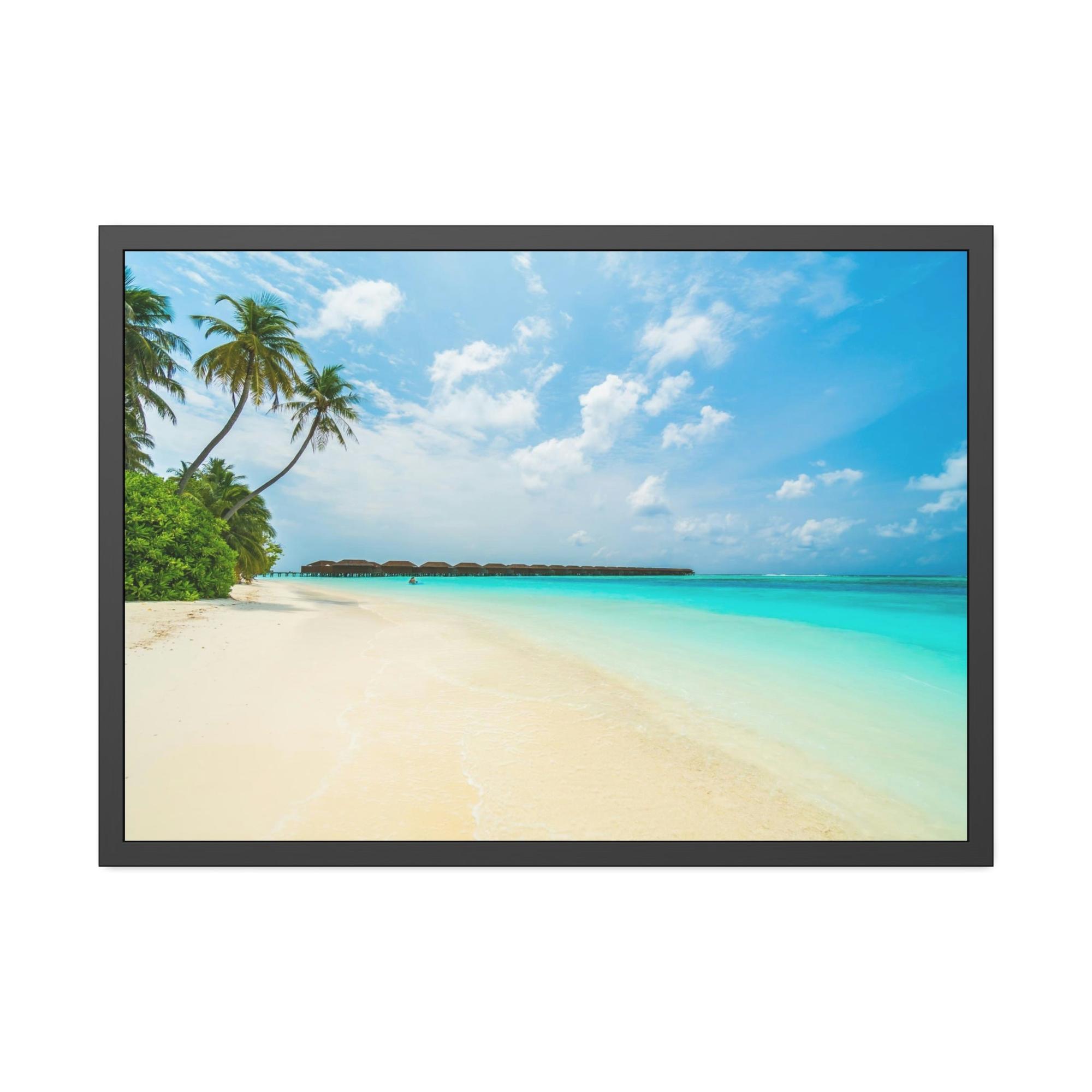 Island Beach Tropical Paradise: Art Print of a Lush Island Beach on a Natural Canvas & Poster