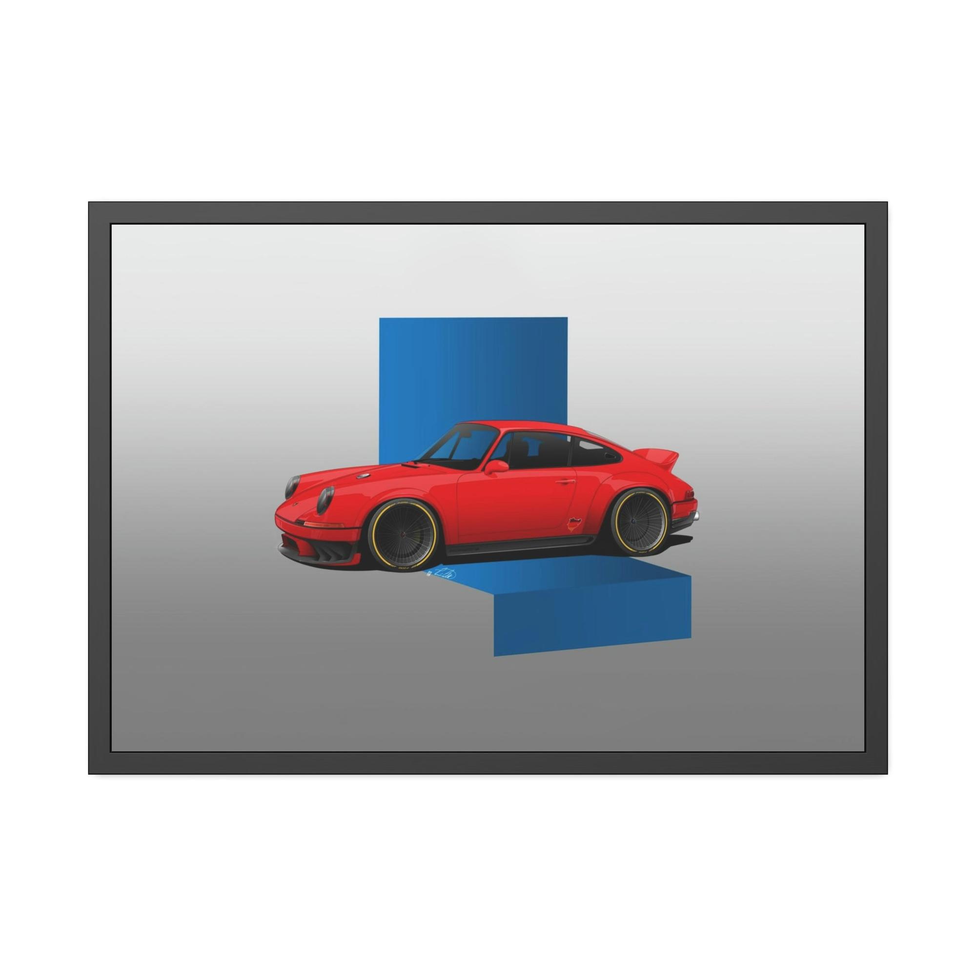 Porsche The Art of Speed: A Framed Canvas Print of a Red Porsche in Action