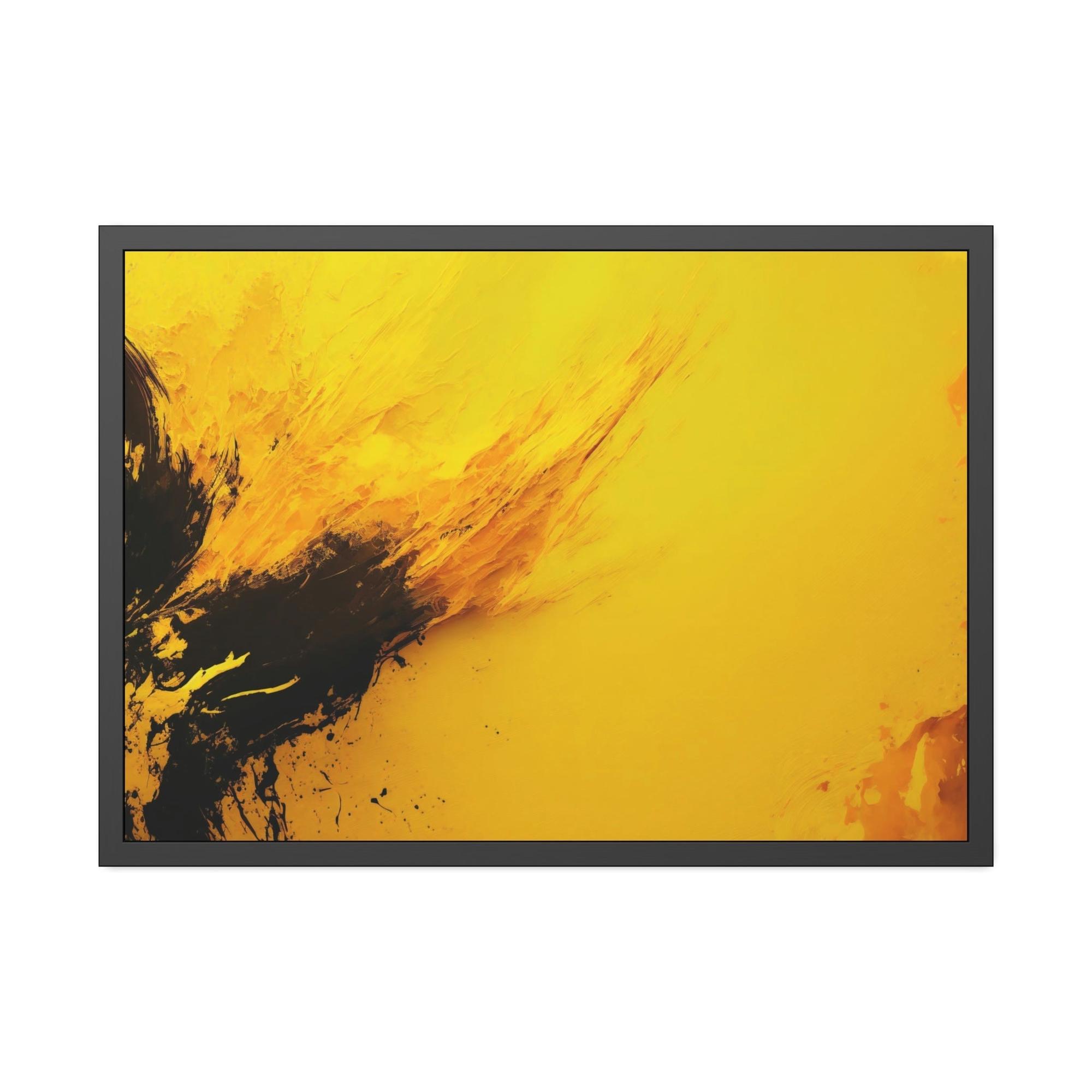Yellow Sunny Abstraction: Bright and Playful Wall Art Prints Featuring a Yellow Abstract Design on Framed Canvas & Poster